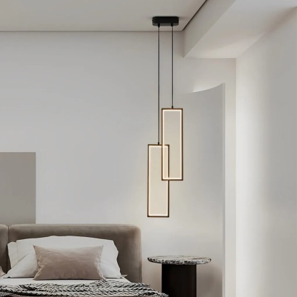 Bronze copper mini rectangular pendant lighting - modern — 1-Light