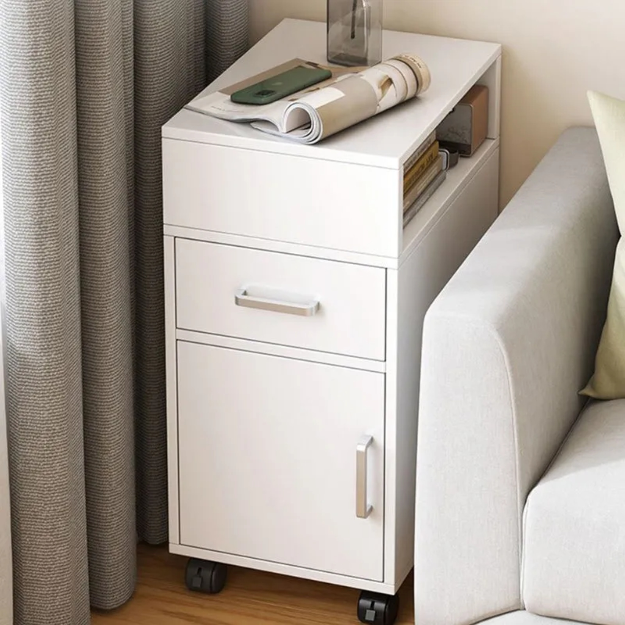 Minimalist 4-tier nightstands in wood — 15.75" L x 9.84" W x 25.98" H