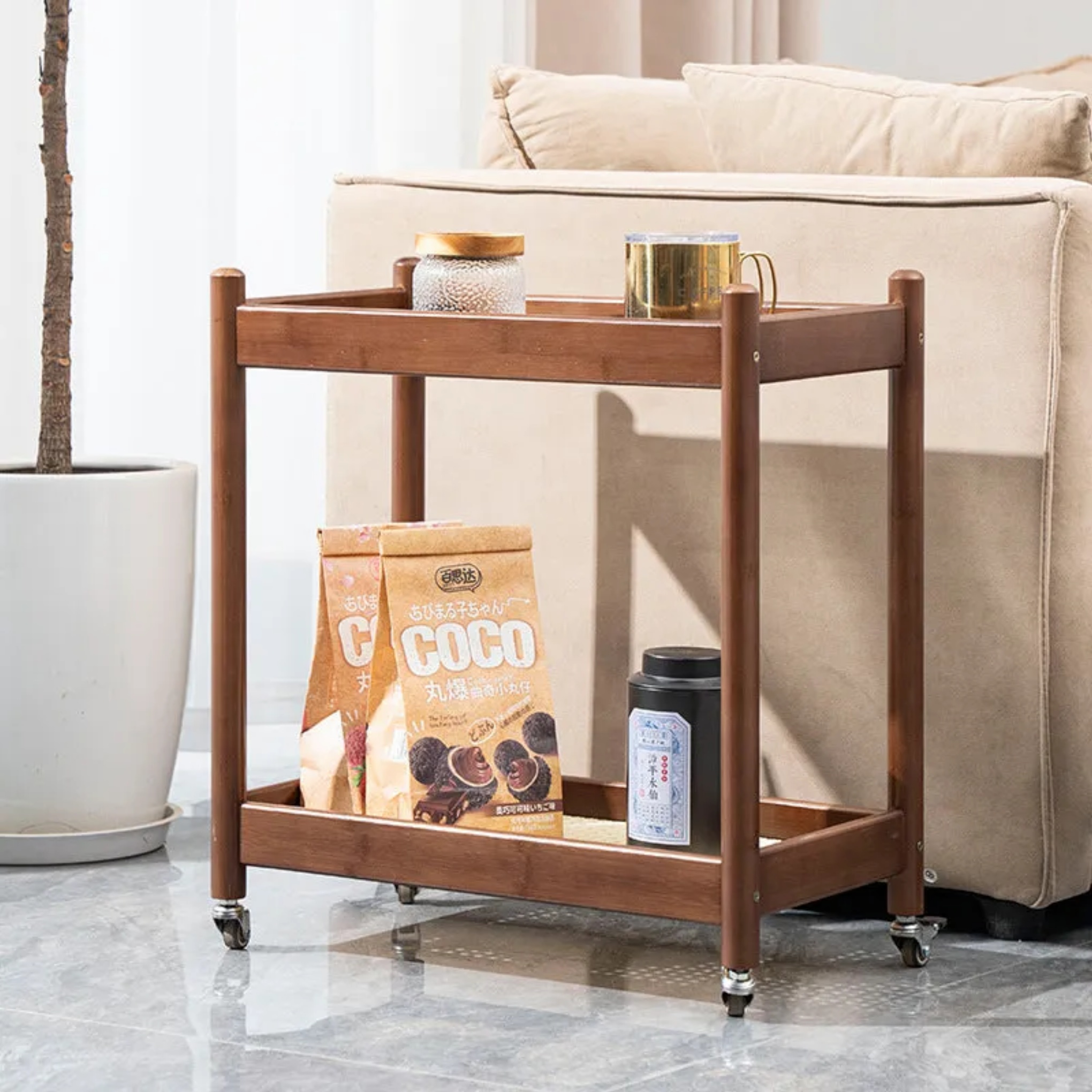 Minimalist end gray end & side tables in wood — 19.29" L x 10.63" W x 20.87" H