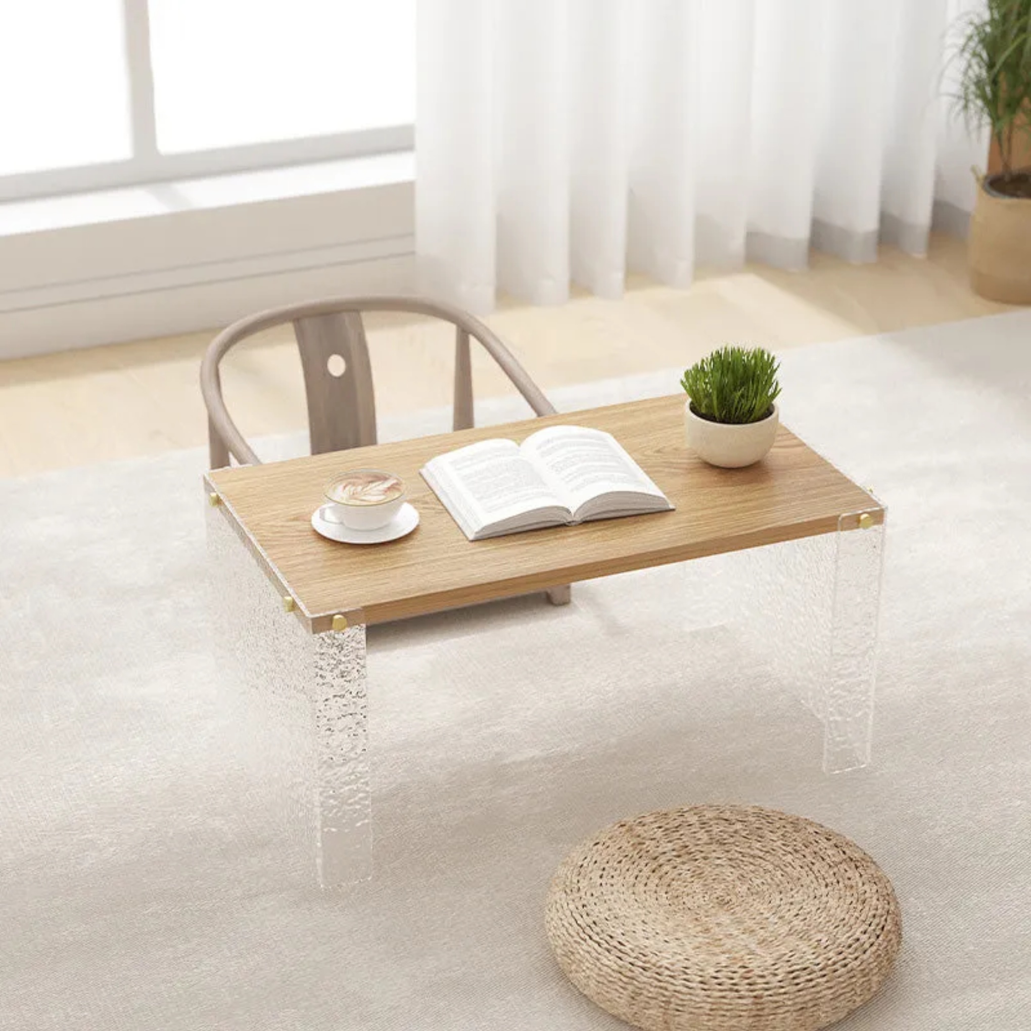 Lighom minimalist wood coffee tables in acrylic wood