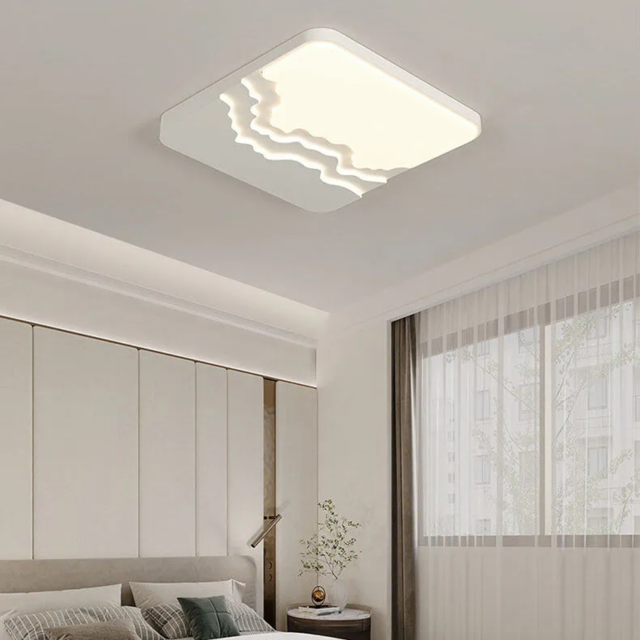 Creative wave white flush mount lighting — A - Small / 110V-120V (US/CA)