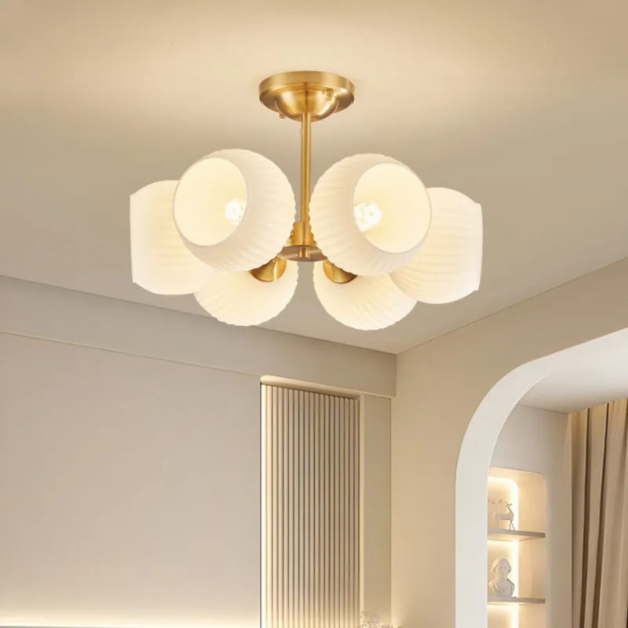 Brass minimalist all-copper globe semi-flush mount light — 4-Light / 110V-120V (US/CA)