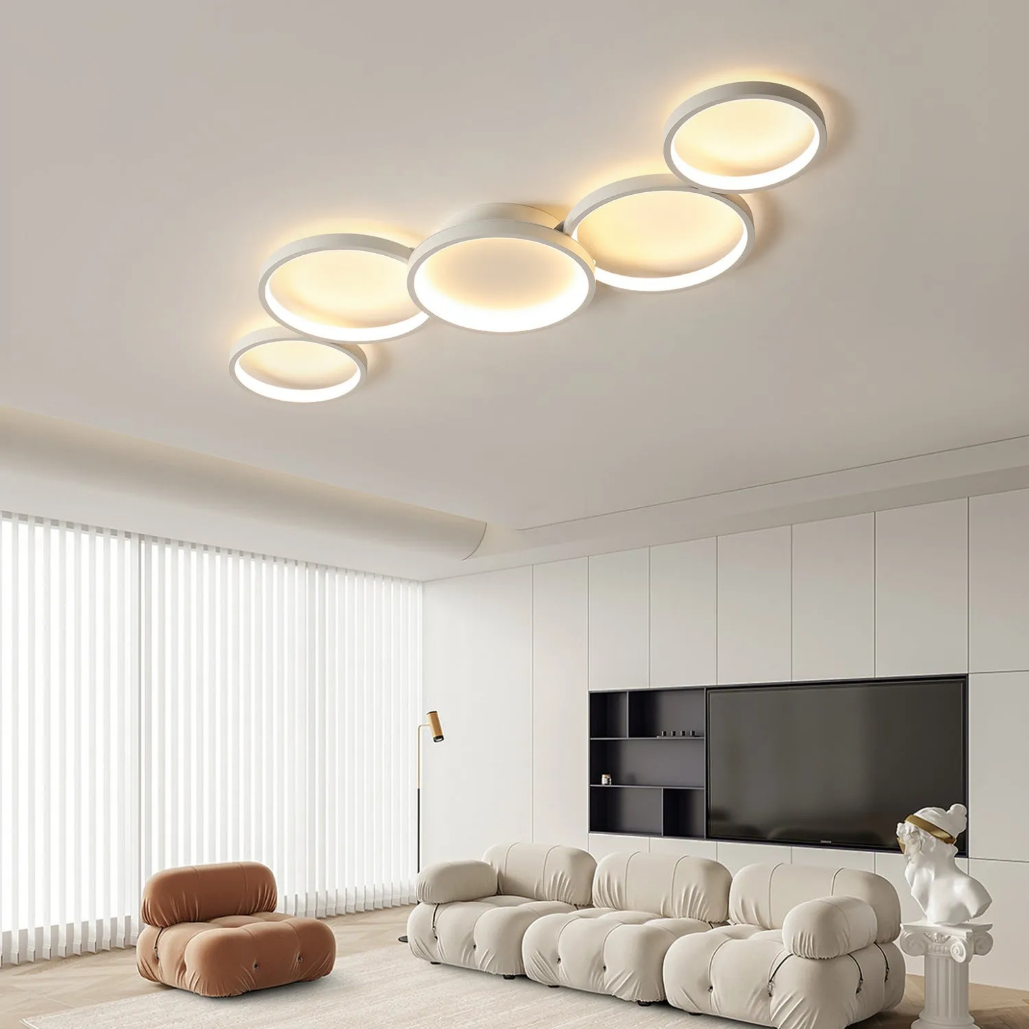 Lighom multi-circle aluminum semi-flush mount light for living room — White / 110V-120V (US/CA
