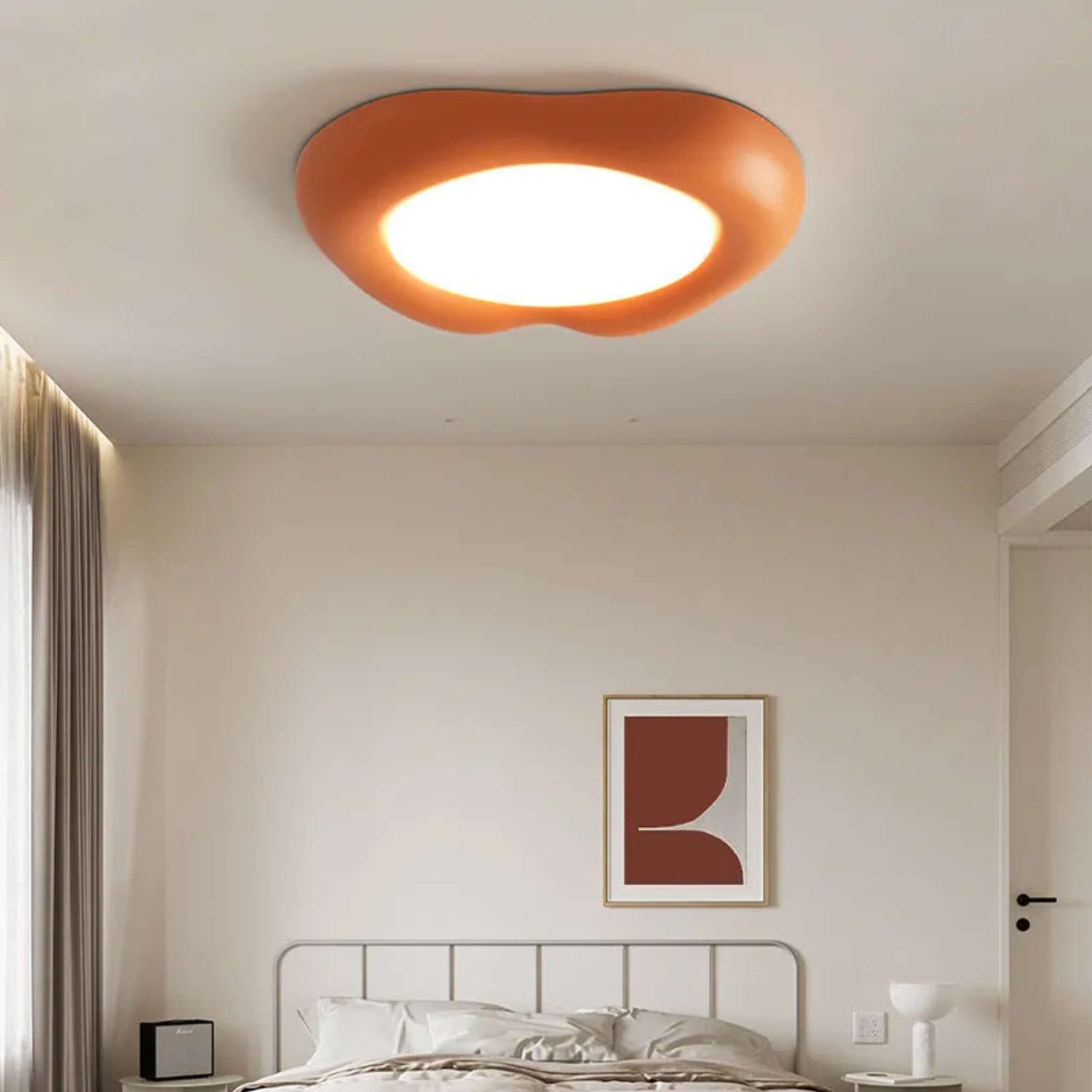 Beige acrylic shape apple flush mount lighting - minimalist — Orange / 110V-120V (US/CA)