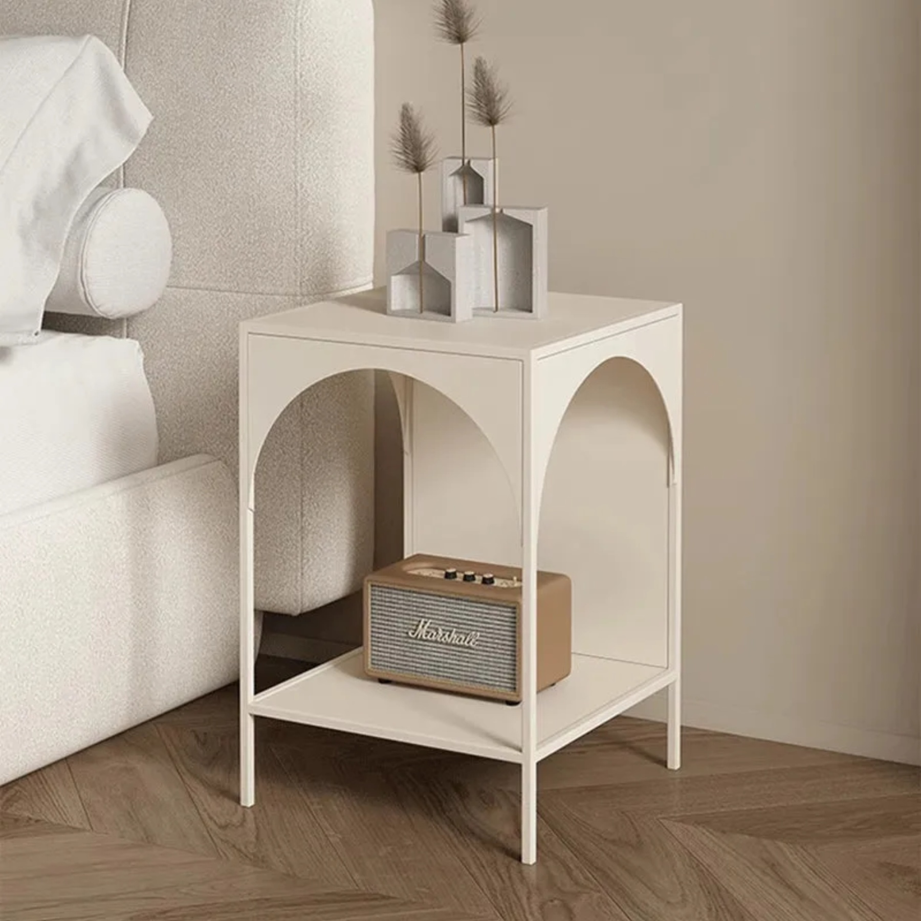 End 2-tier iron end & side tables for living room — White