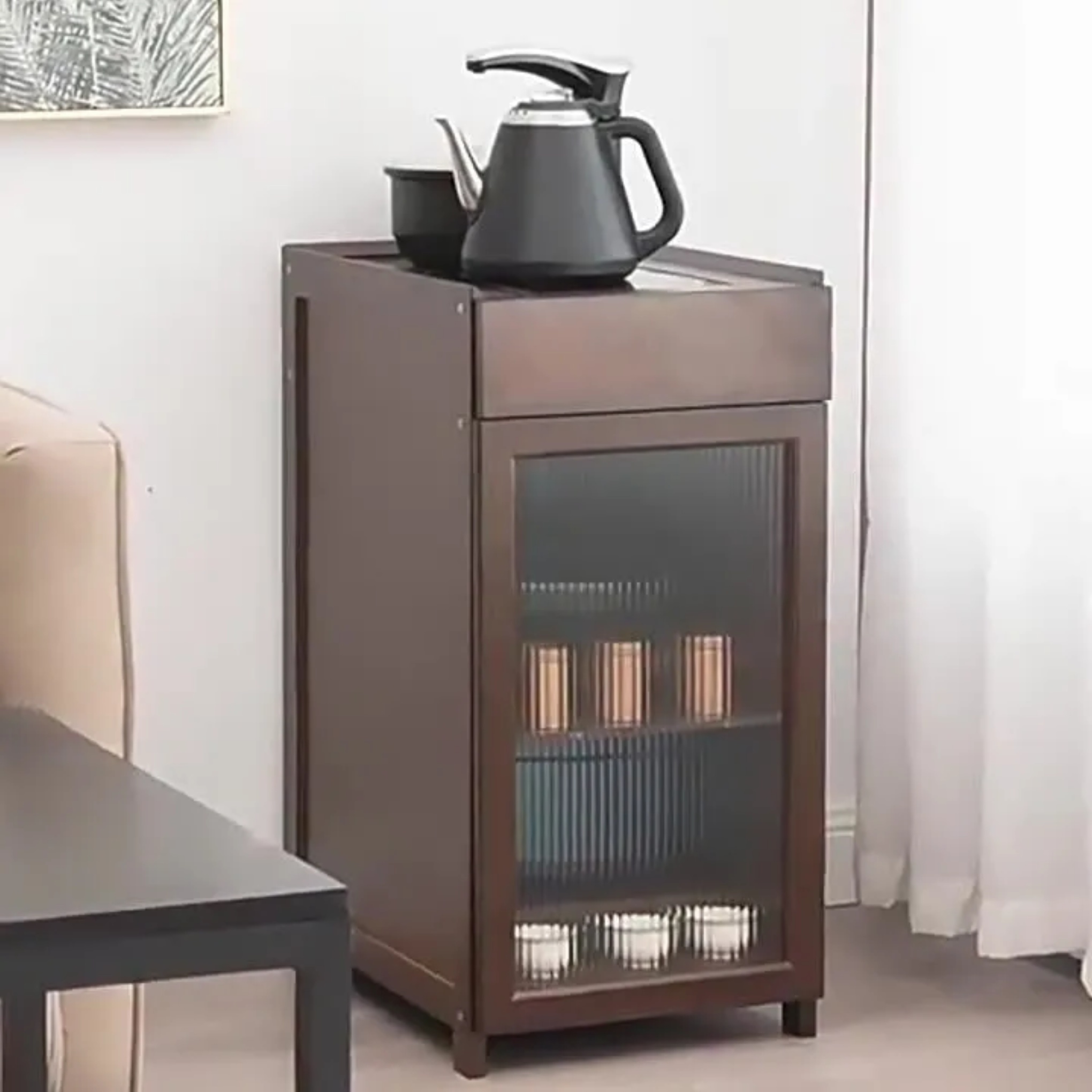 Lighom minimalist 1-drawer bamboo acrylic end & side tables