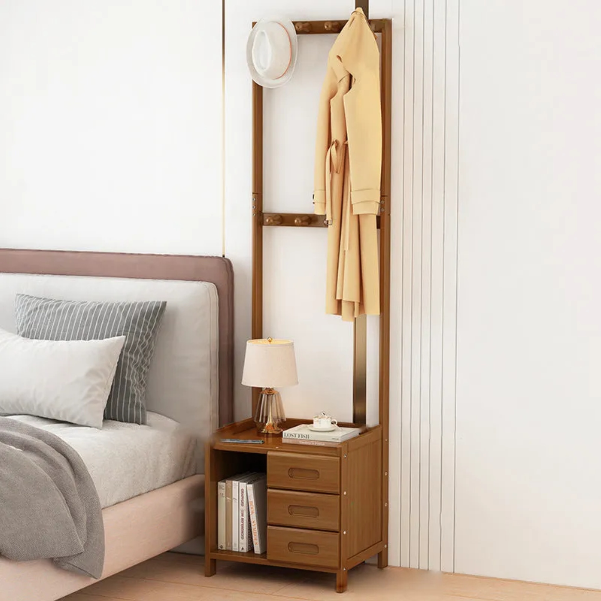 Natural bamboo 3-drawer coat nightstands - minimalist — Variant A / Natural Wood