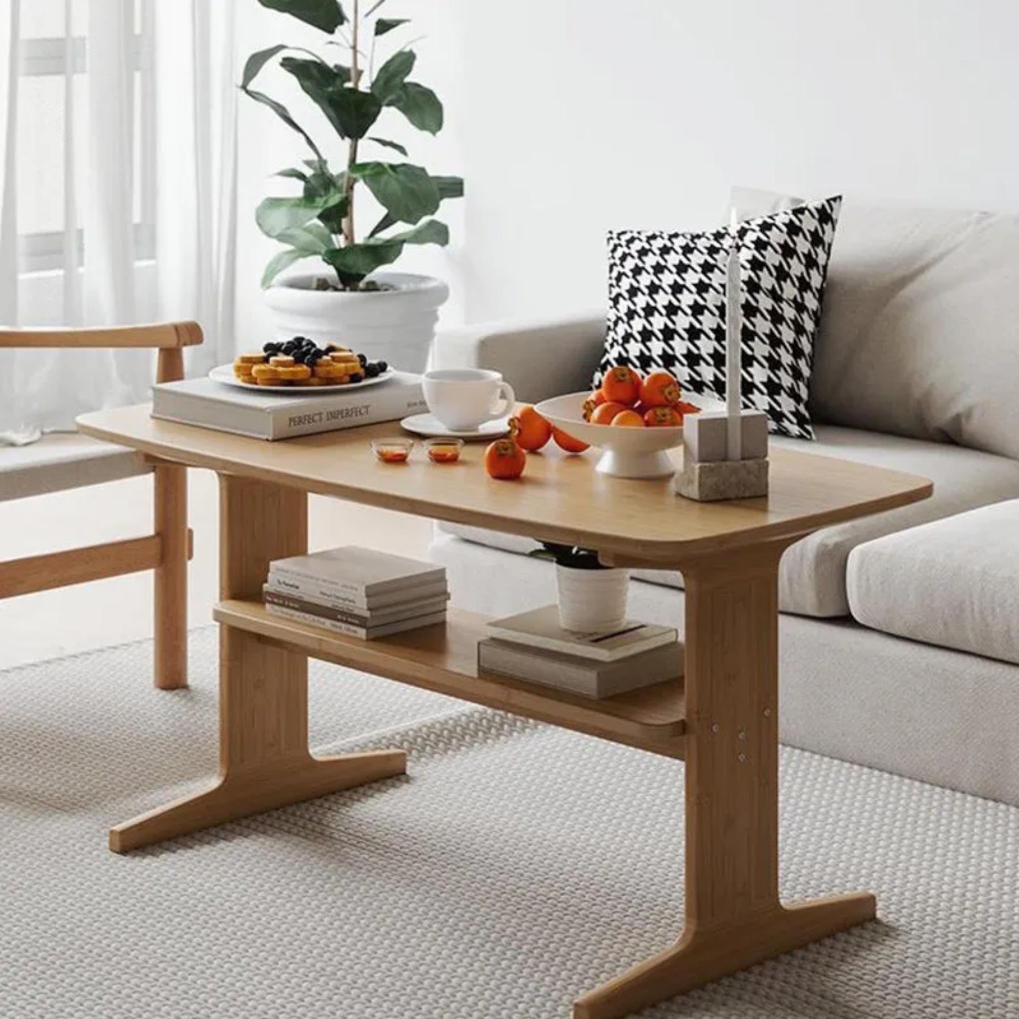 Oak wood coffee tables - minimalist — Variant A / 39.37" L x 23.62" W x 23.62" H