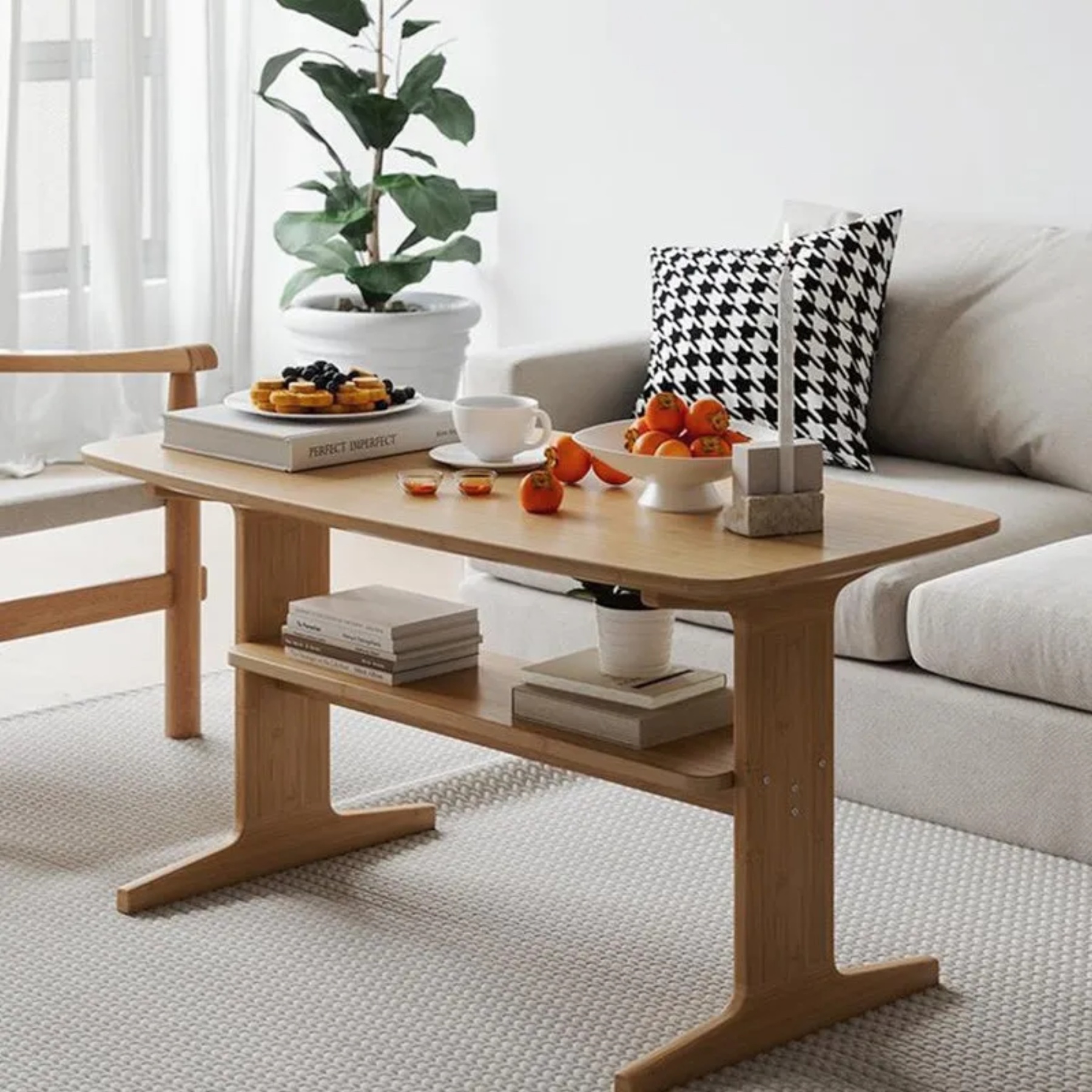 Oak wood coffee tables - minimalist — Variant A / 39.37" L x 23.62" W x 23.62" H
