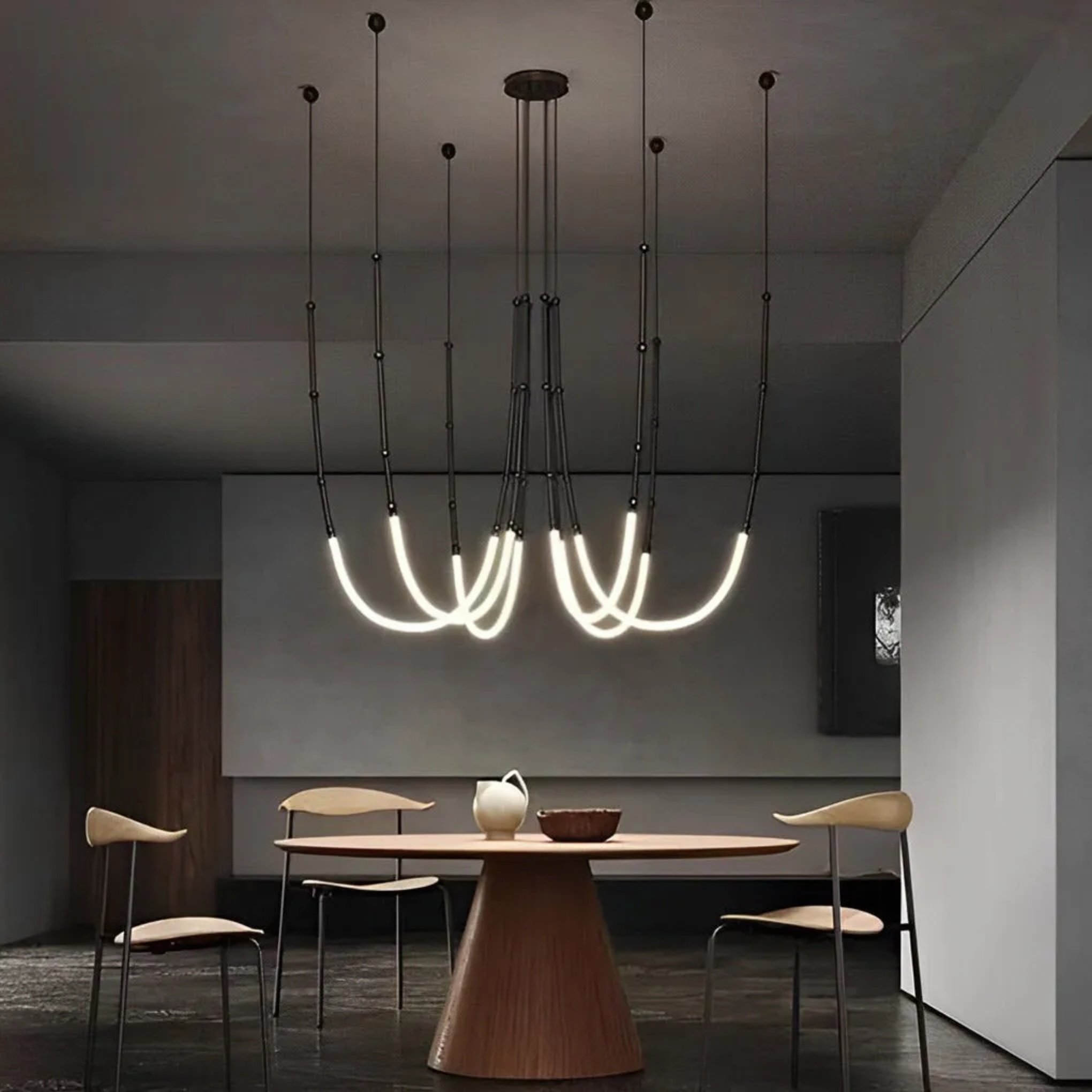 Lighom modern knot staircase black pendant lighting in bamboo — 1-Light