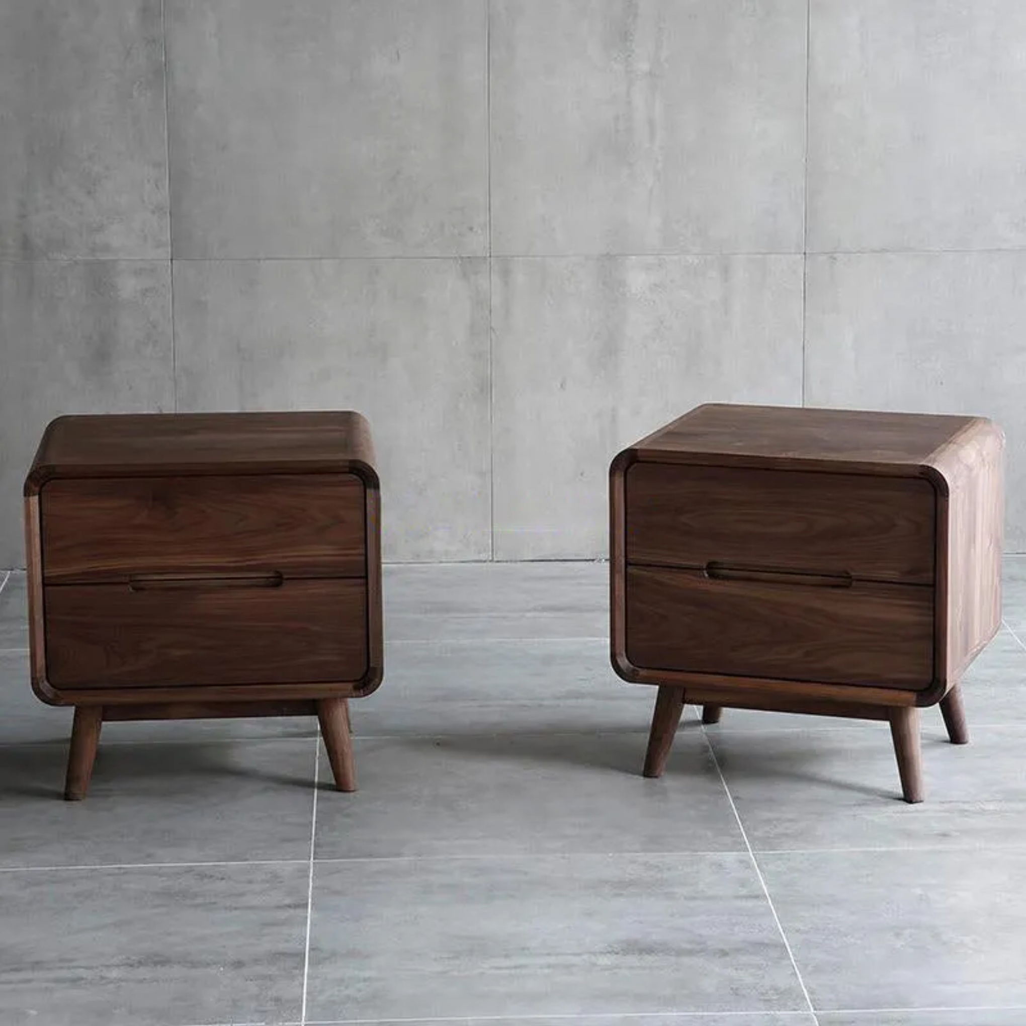 Lighom 2-drawer rounded ceramic brass wood nightstands for living room