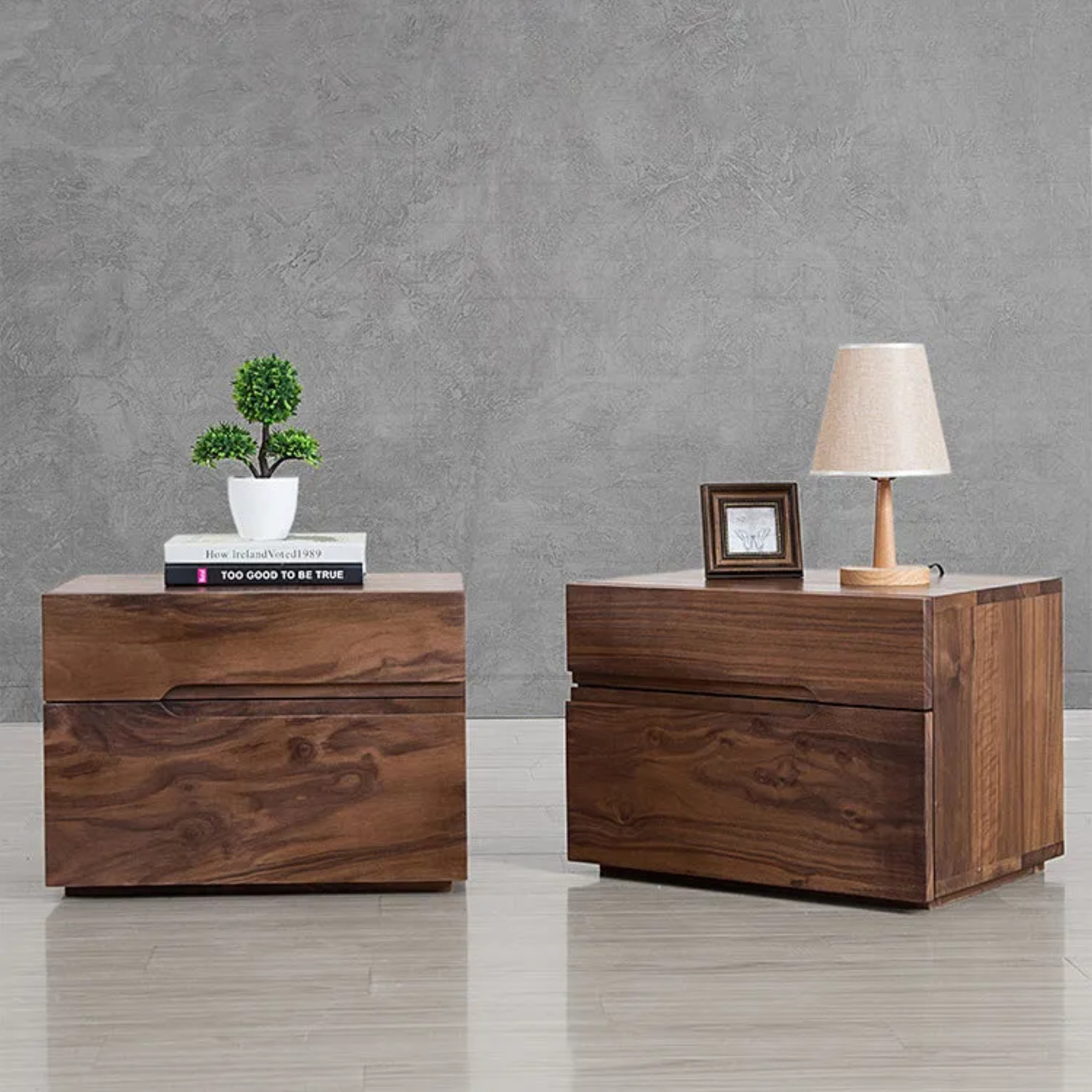Lighom minimalist cherry 2-drawer natural nightstands in wood