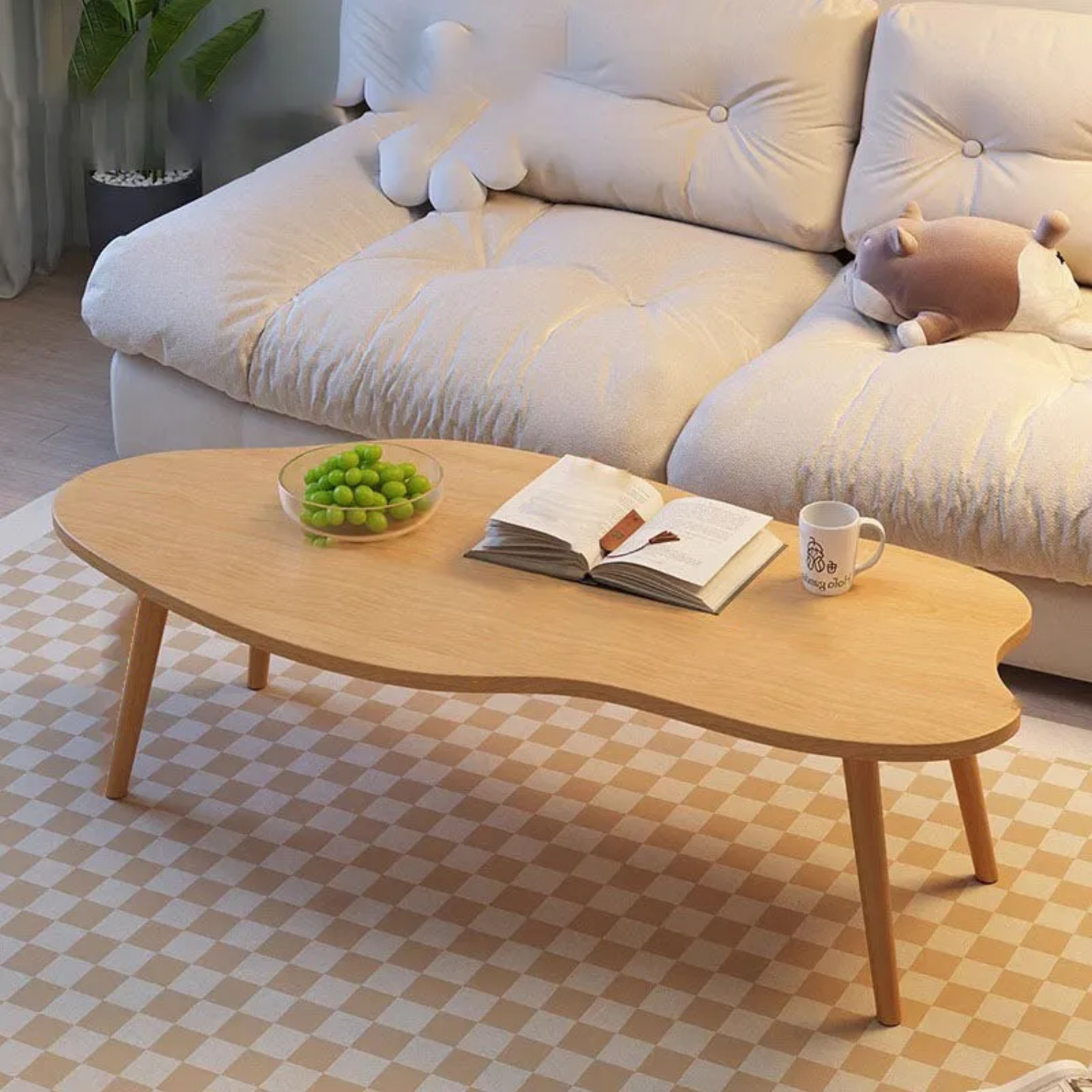 Lighom cloud solid wood coffee tables for living room — Style A / White