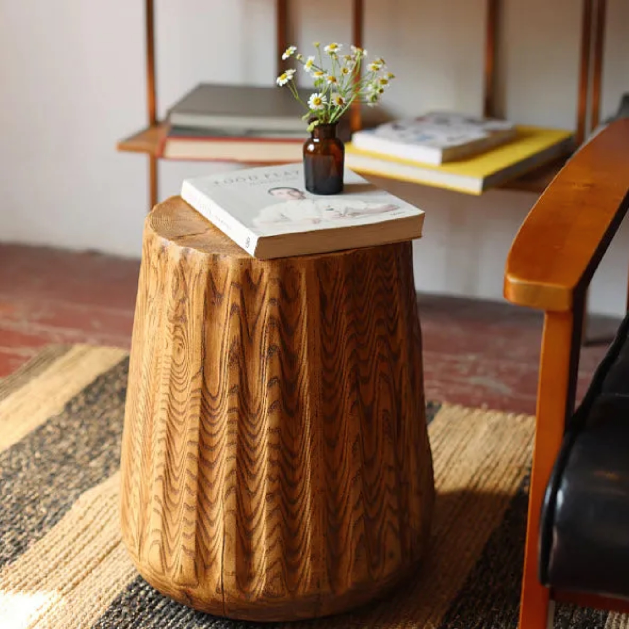 Oxide column metal glass wood end & side tables for living room