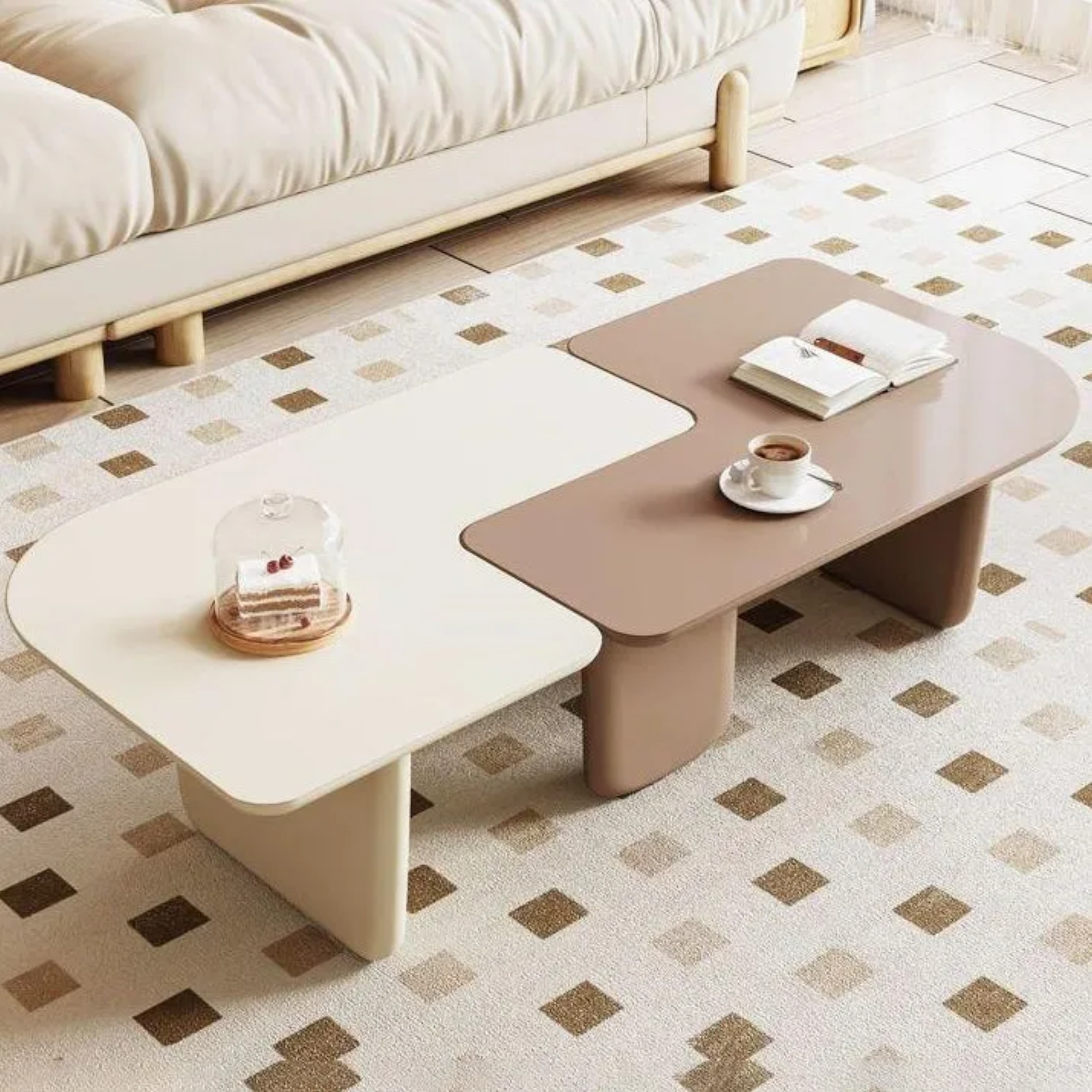 Minimalist combinable square black coffee tables — Single Table / White