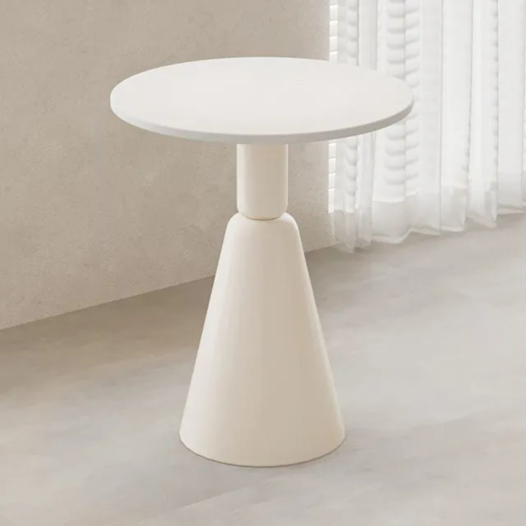 Gray iron conical slab dining table - minimalist — 29.53" H x 23.62" Dia