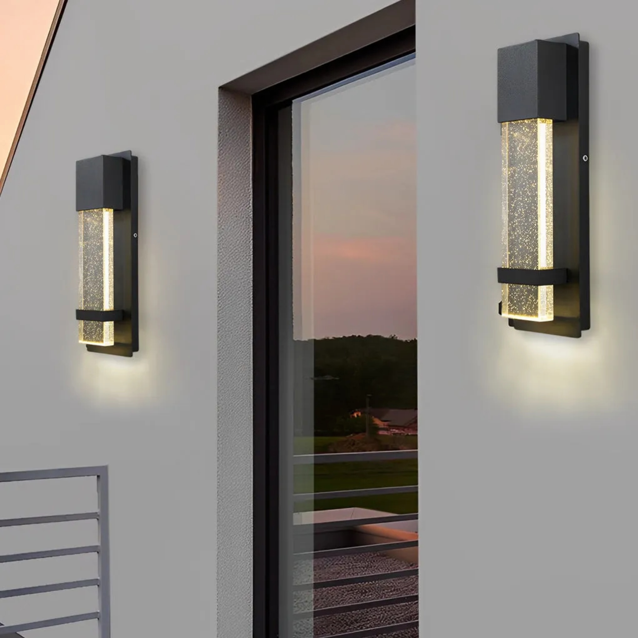 Lighom modern bubble sensor glass outdoor wall lighting — Arc / No Motion Sensor / Set of 1