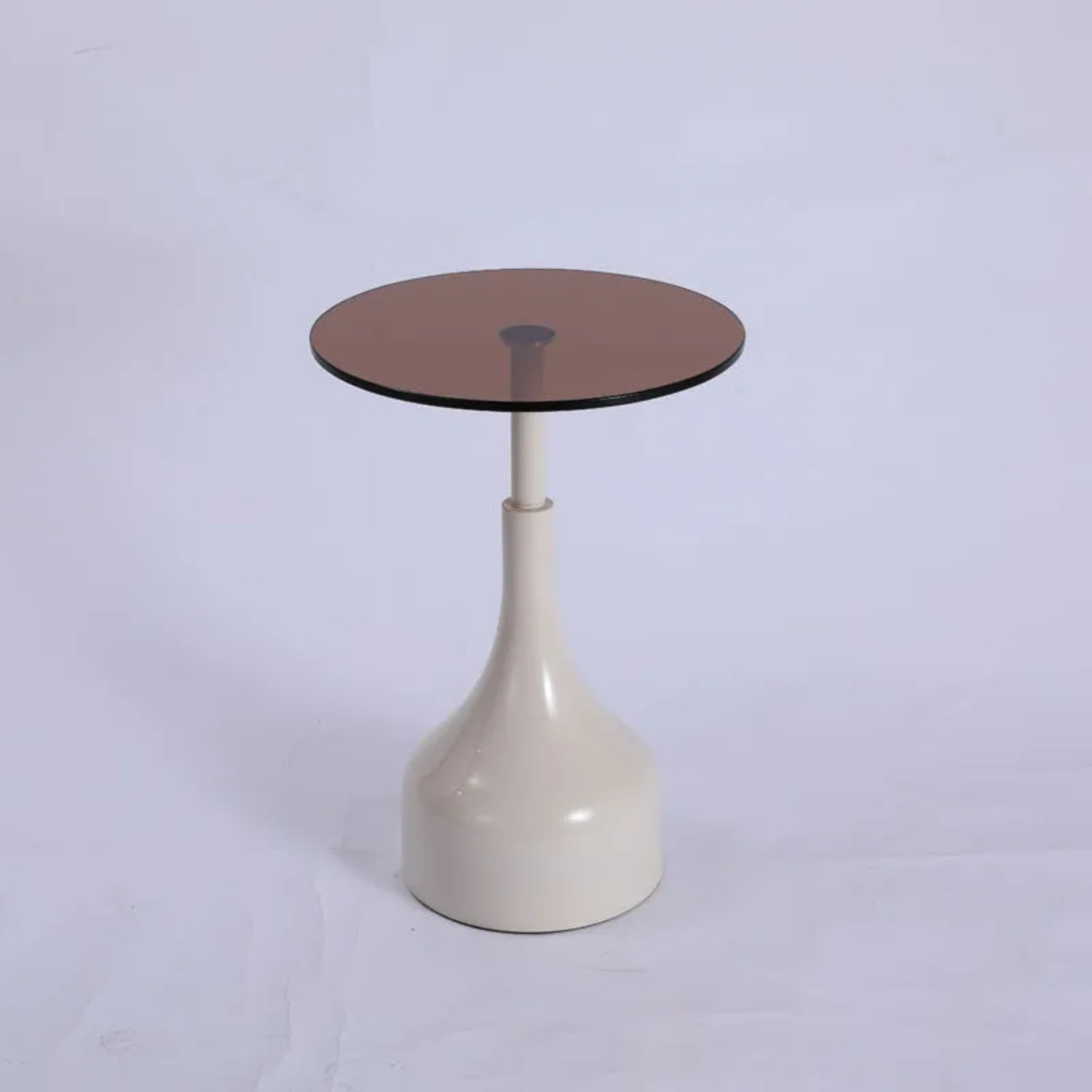 Minimalist tempered cylinder white end & side tables
