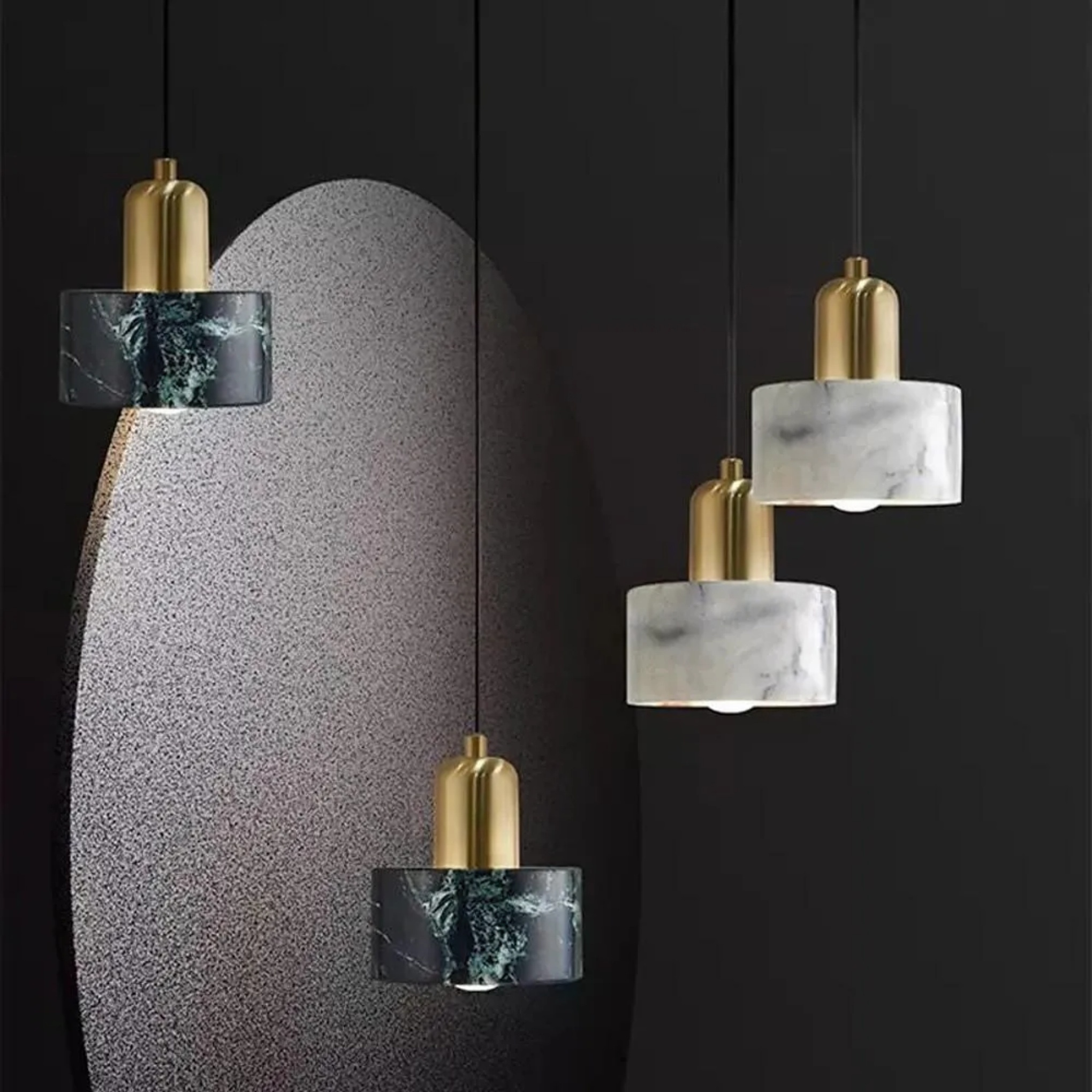 Cylindrical copper pendant lighting for dining room — White