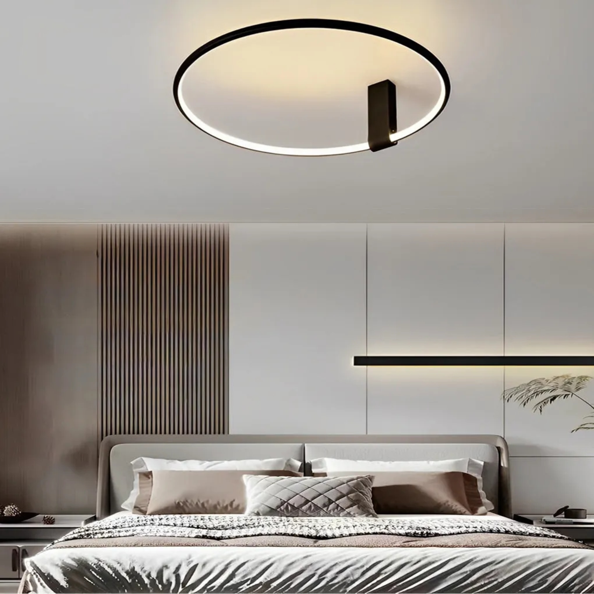 Synthetic semi-flush mount light in black — 12" Diameter