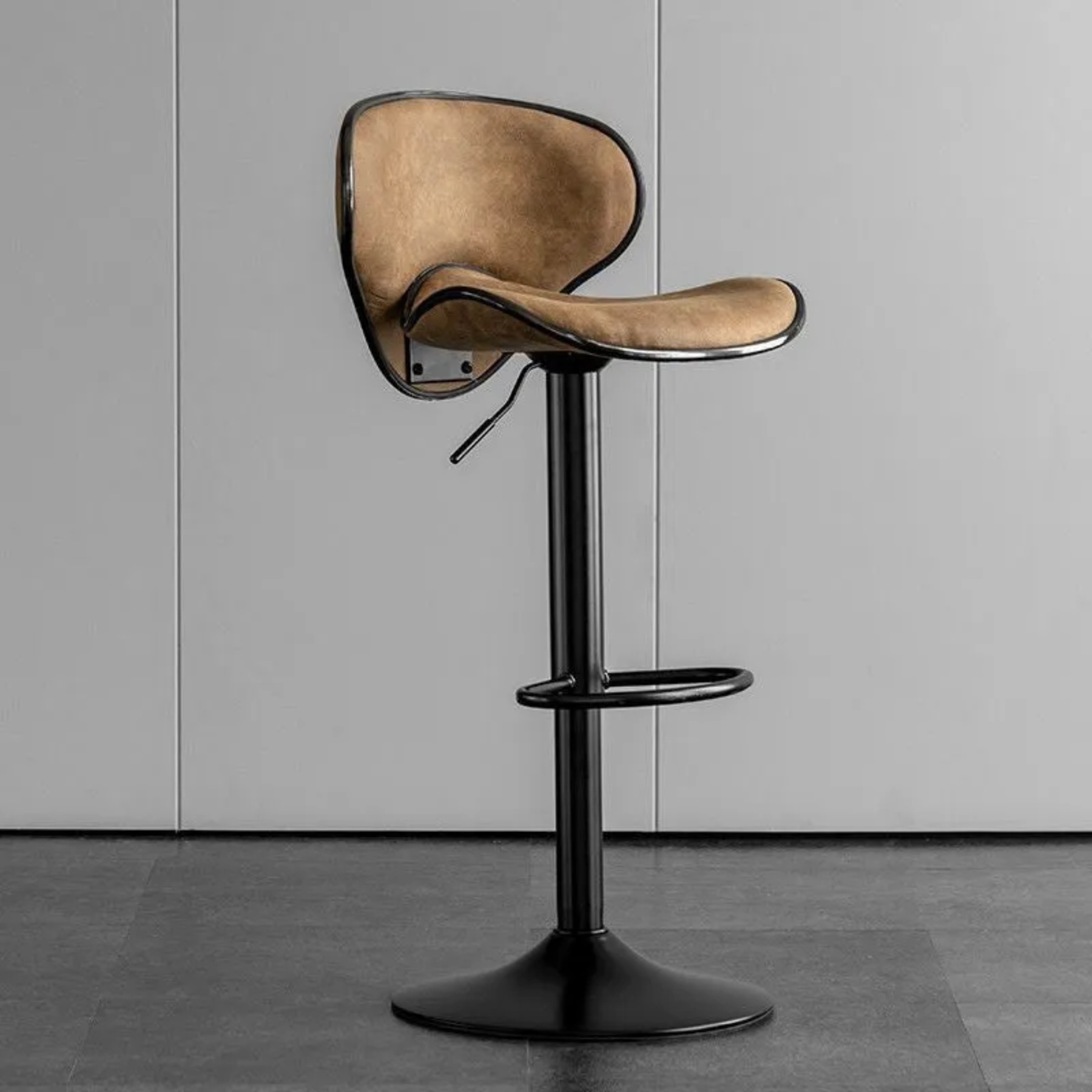 Beige minimalist curved bar & counter stools