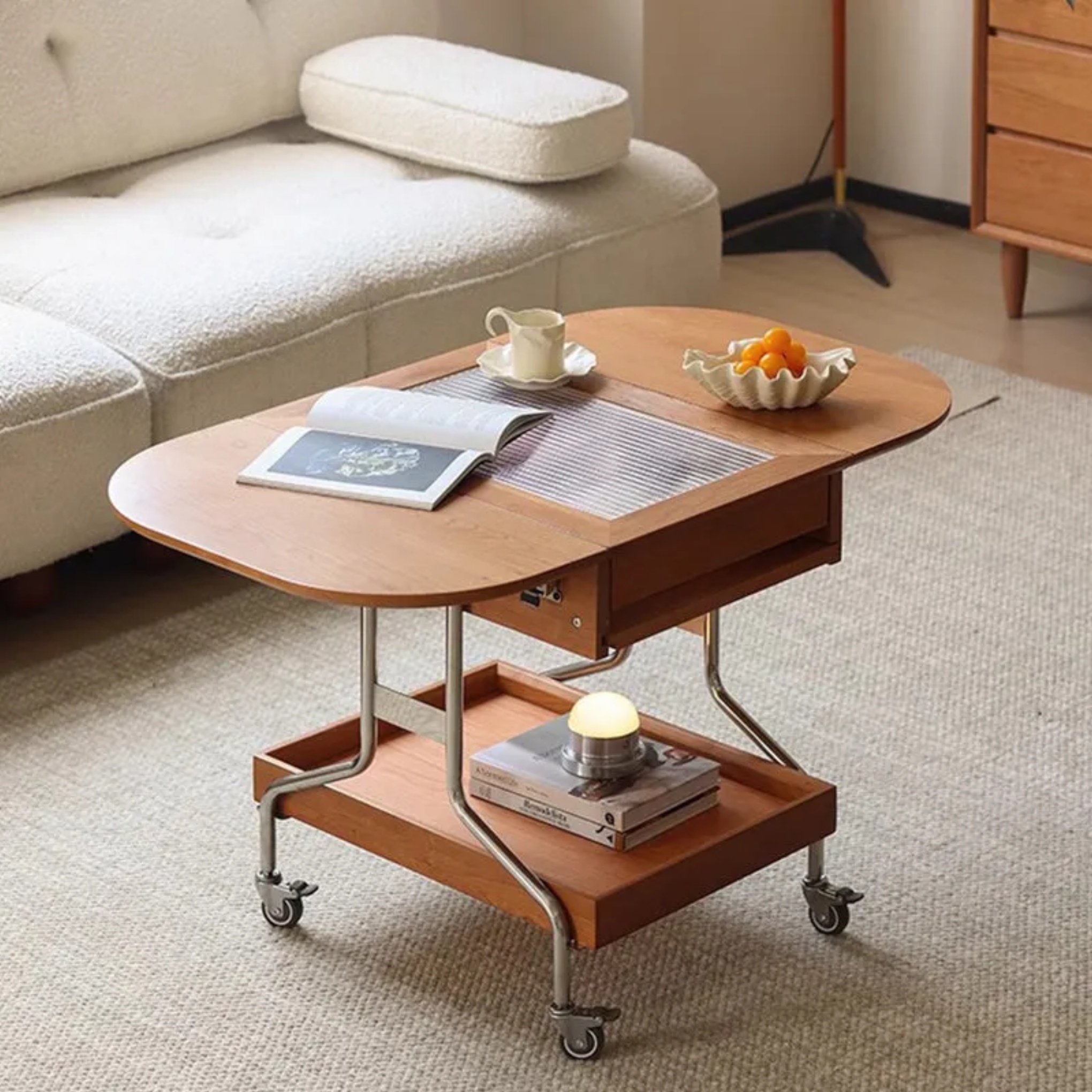 Gray minimalist foldable stainless coffee tables