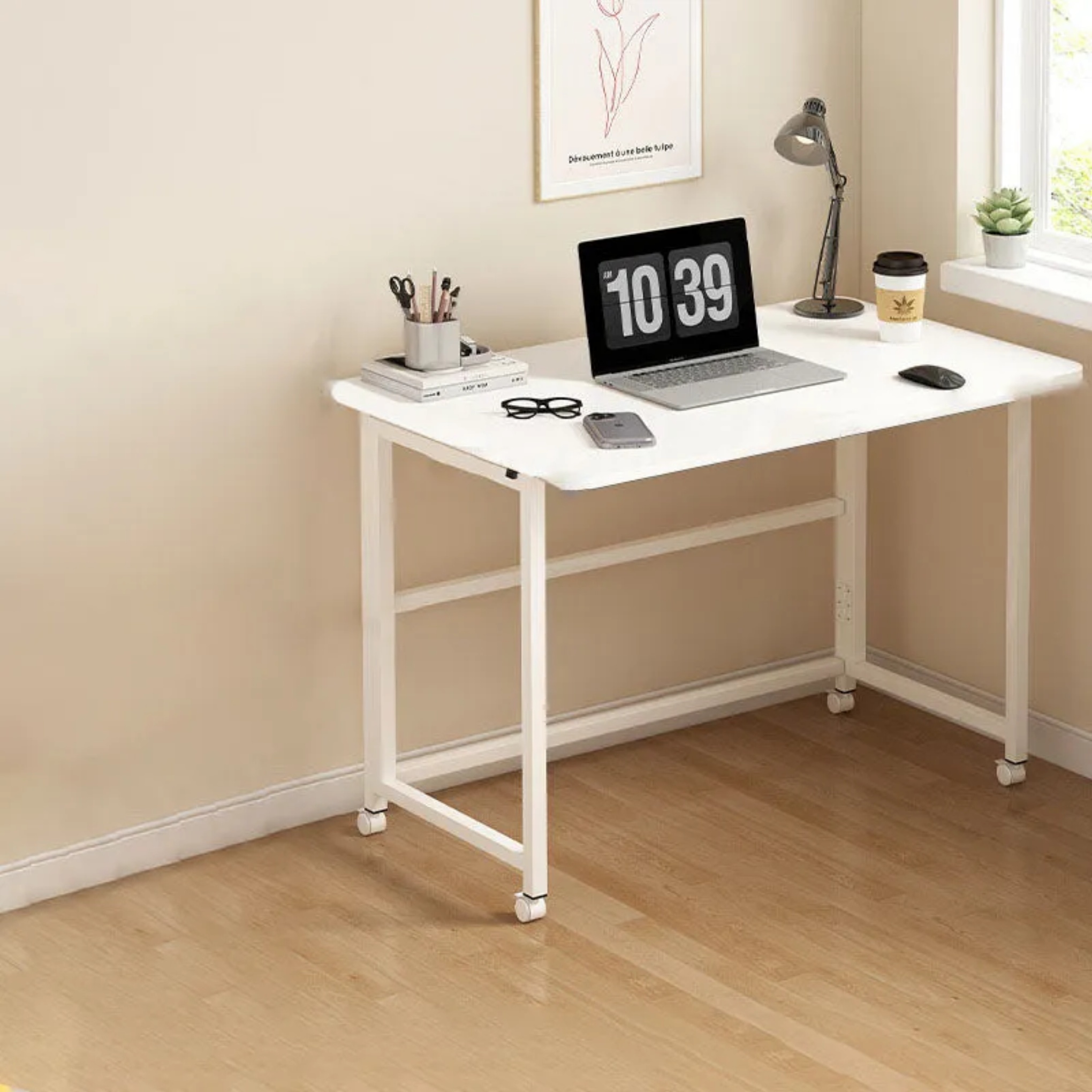Minimalist foldable desk desks in wood — 31.5" L x 15.75" W x 29.5" H