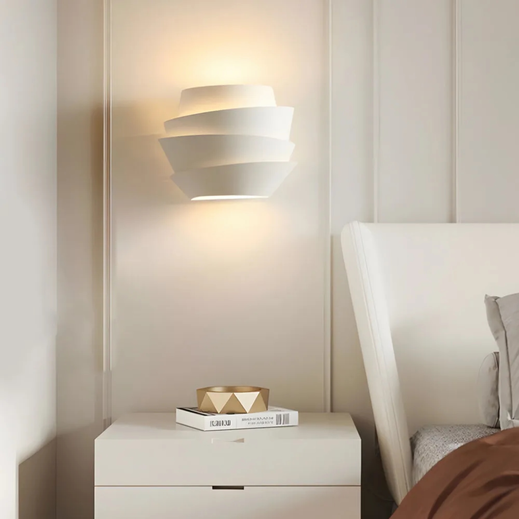 Modern half-cylinder 2-light white wall sconces, Lighom — Warm White (3000K)