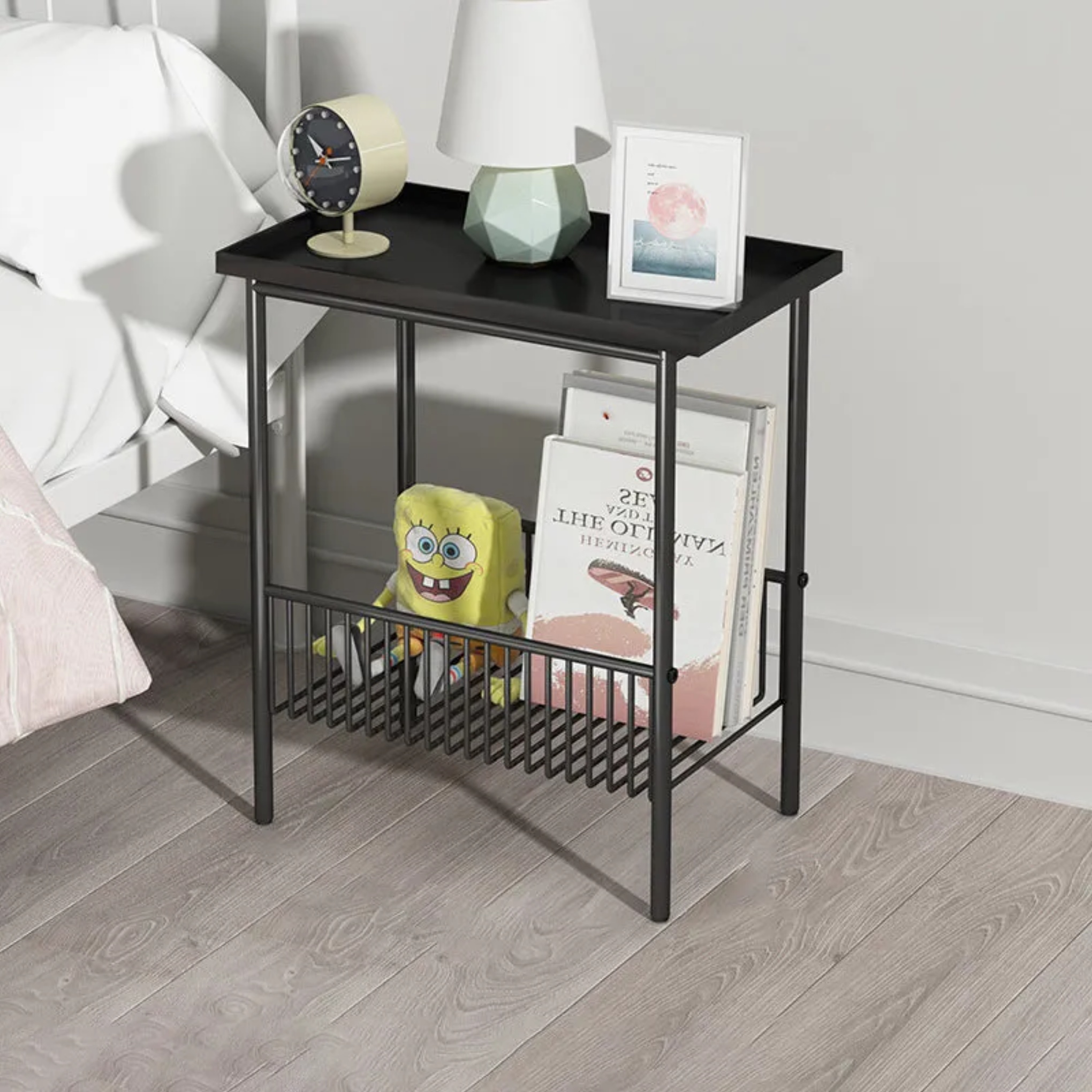 Minimalist 2-tier end & side tables in iron — White