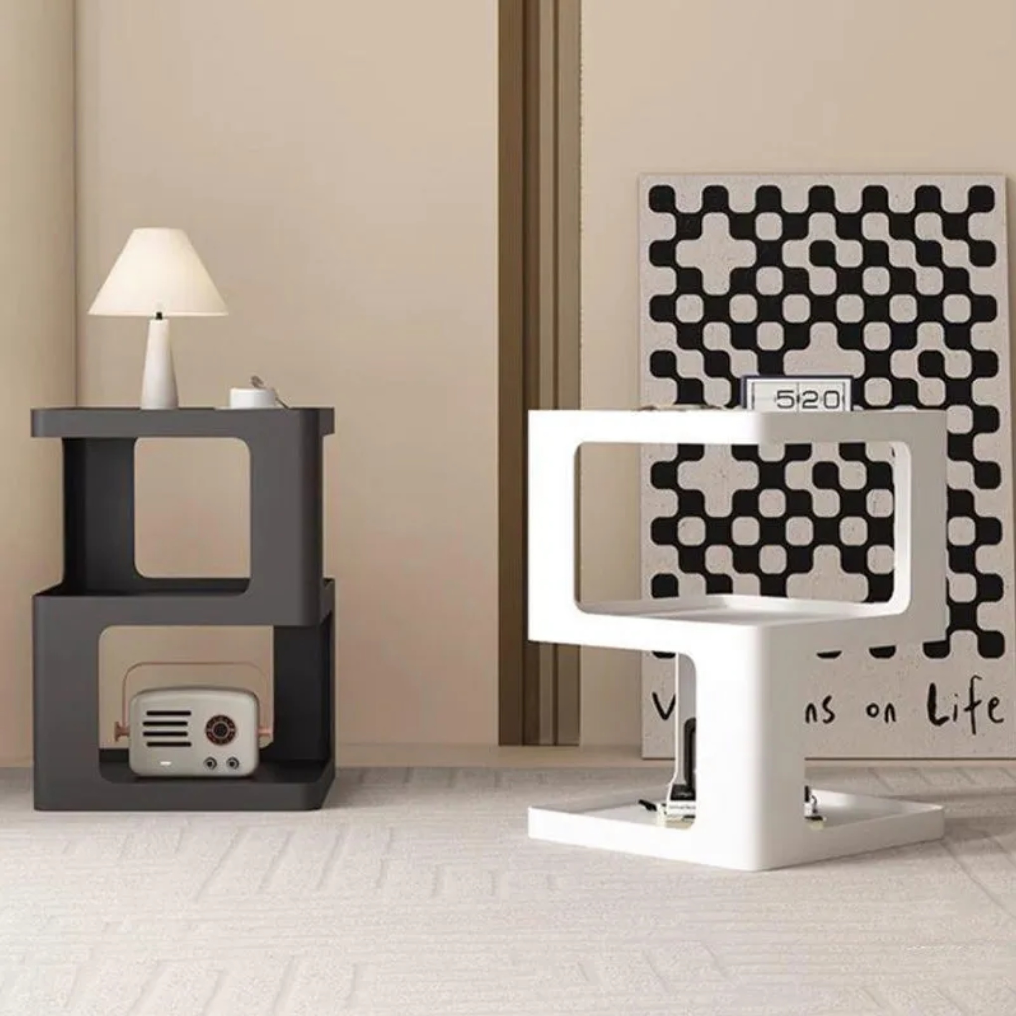Lighom minimalist 3-tier white end & side tables