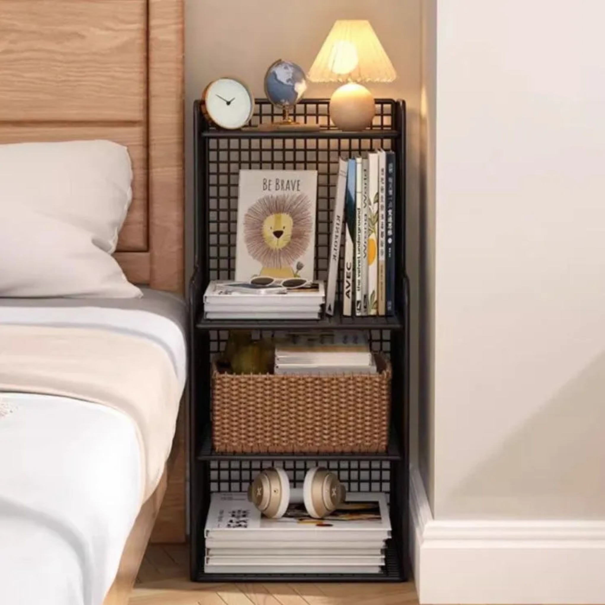 Lighom creative 4-tier black nightstands — 7.87" L x 11.81" W x 22.83" H