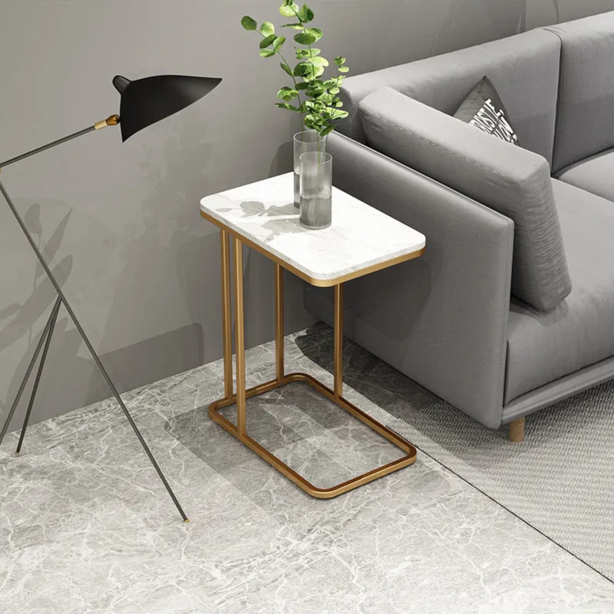 Iron end & side tables in black — Gold