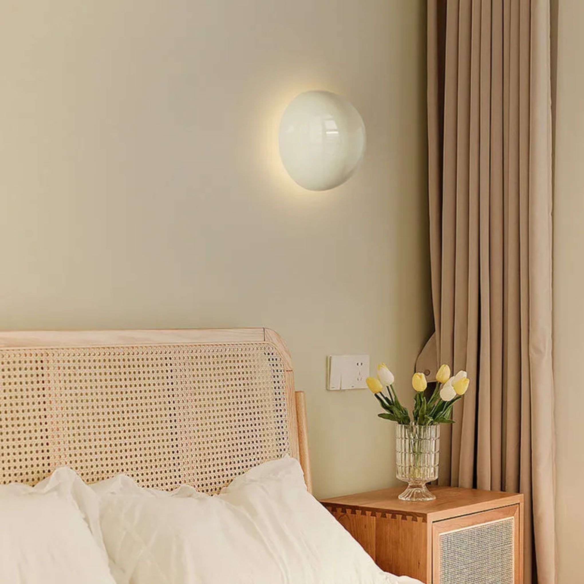 Minimalist round ambient red wall sconces — Dimmable with Remote / Dark Red / 110V-120V (US/CA)
