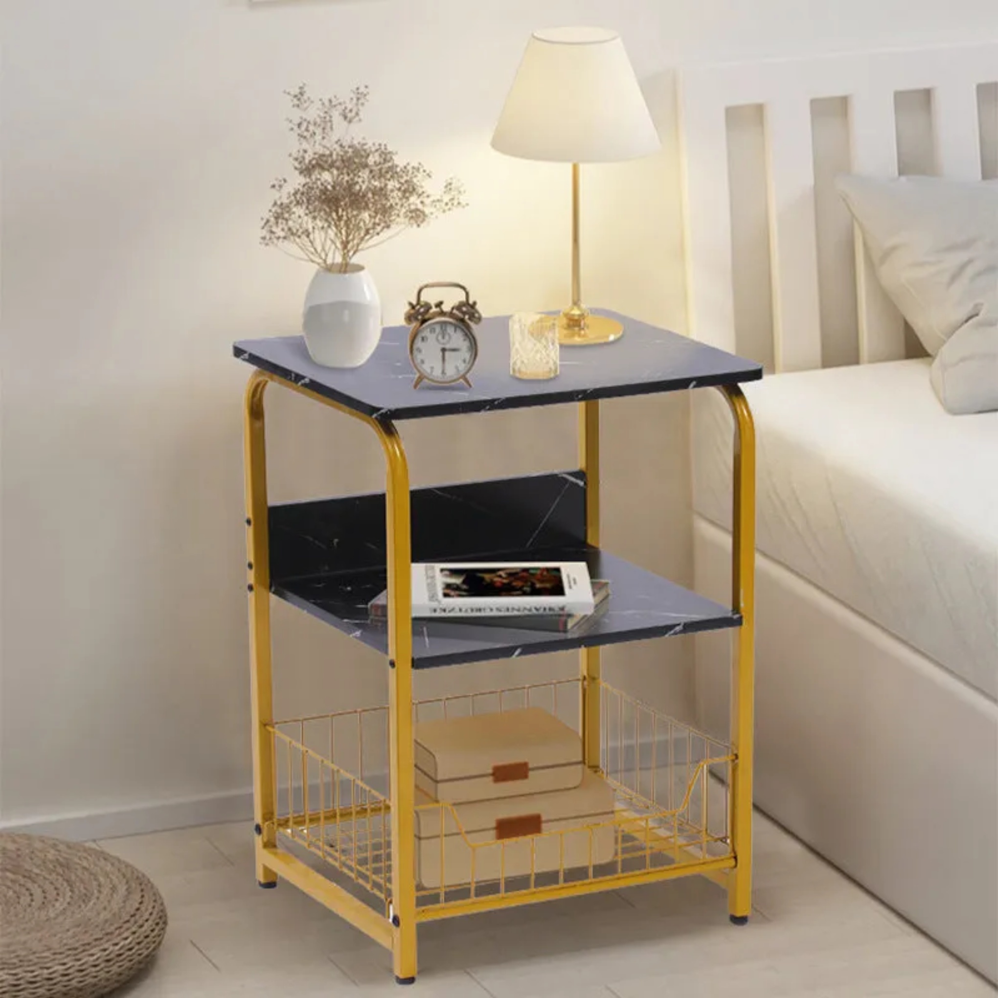 Minimalist 3-tier white end & side tables