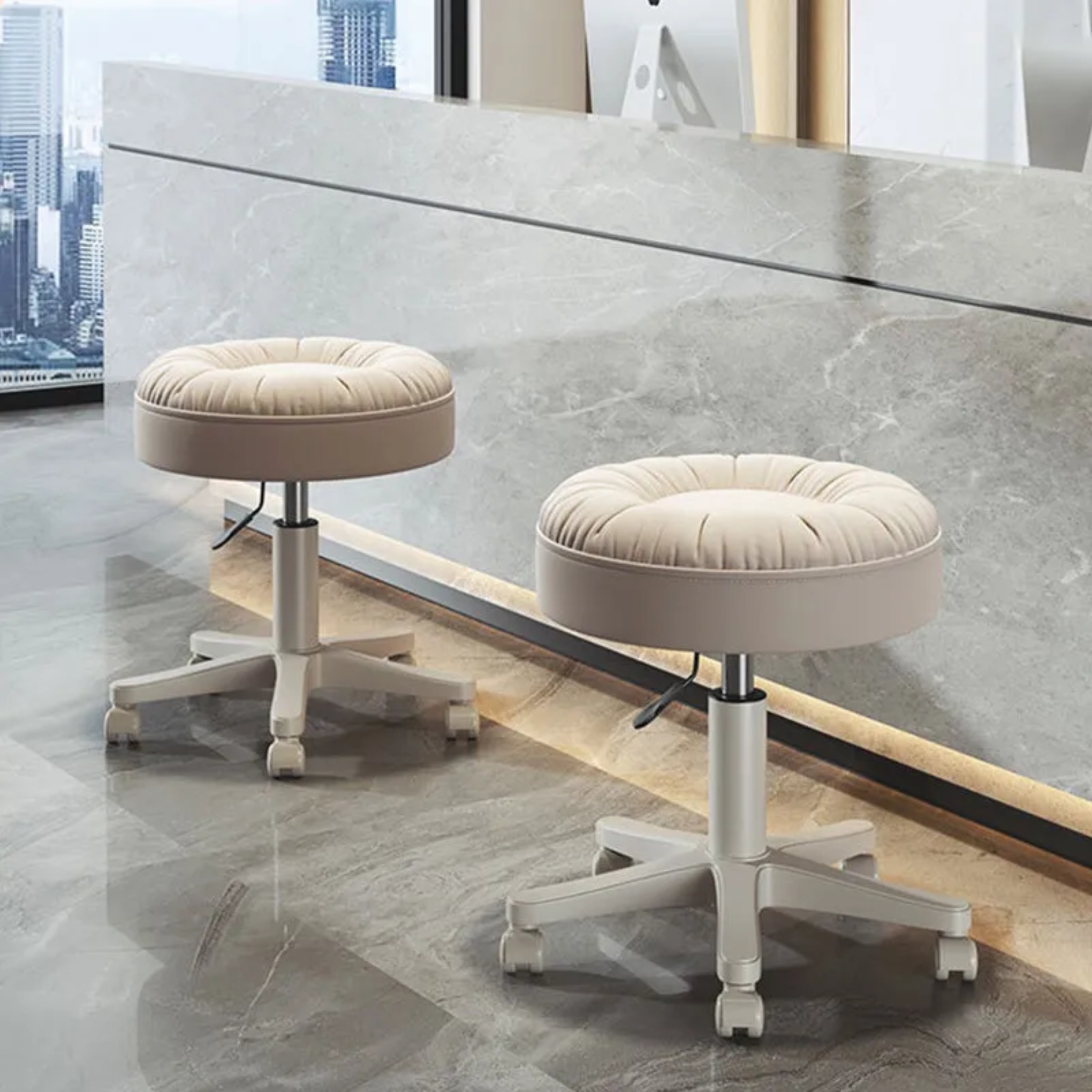 Nordic round vanity beige vanity stools