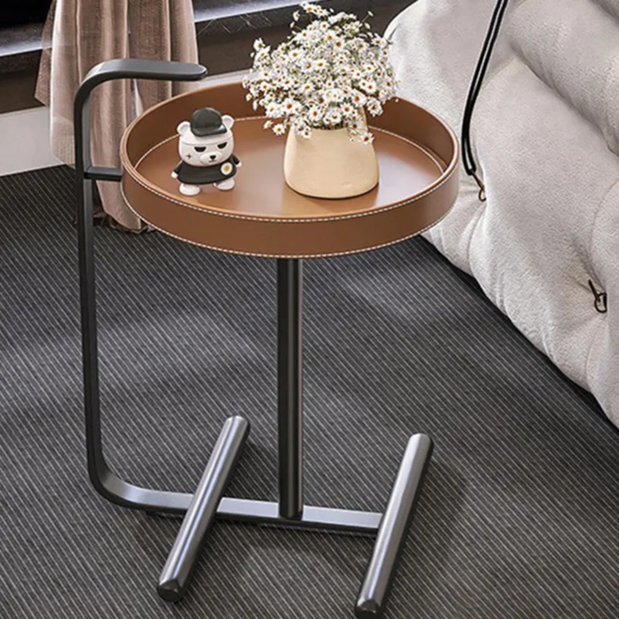 Lighom tray leather steel glass end & side tables for living room