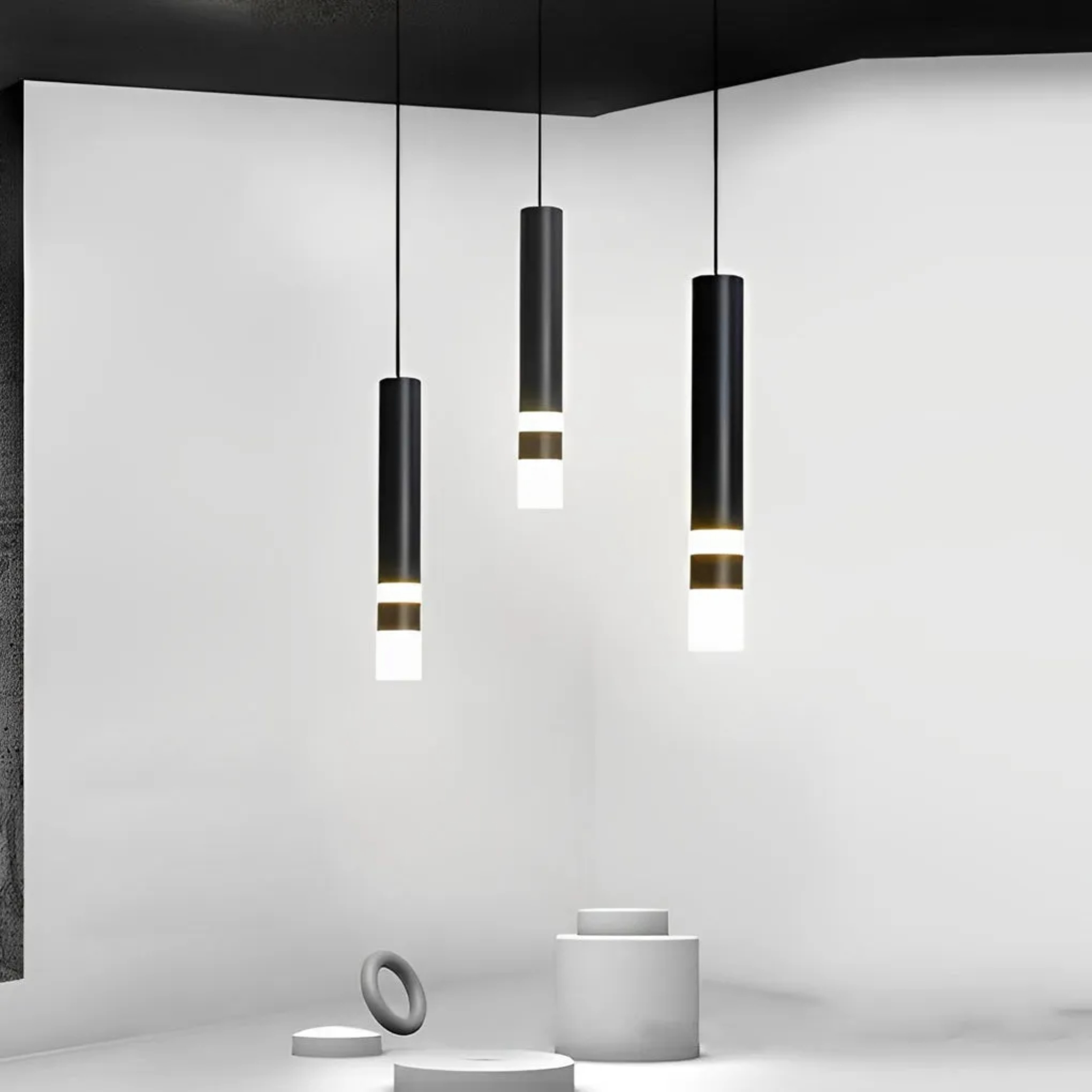 Black synthetic island pendant lighting - modern — Black & White