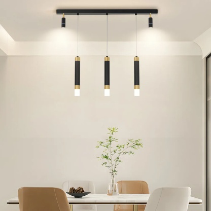 Modern 3-step linear black synthetic pendant lighting, Lighom — 5-Light