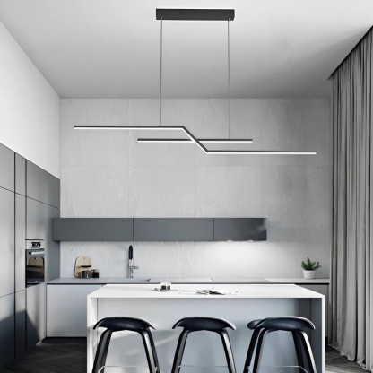 Modern linear black pendant lighting in synthetic — Cool White (6000K) / Matte Black