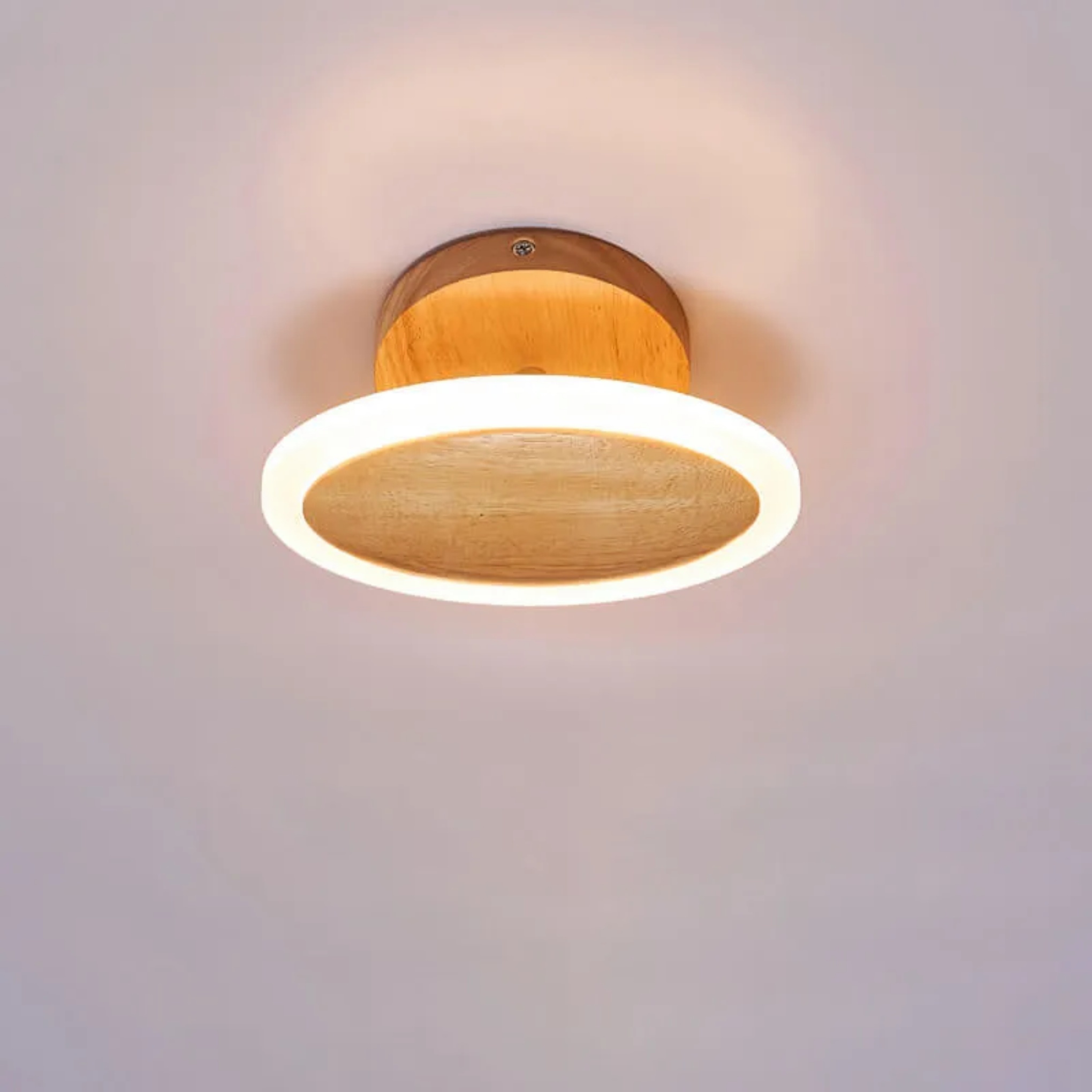 Minimalist oval log beige semi-flush mount light — 110V-120V (US/CA