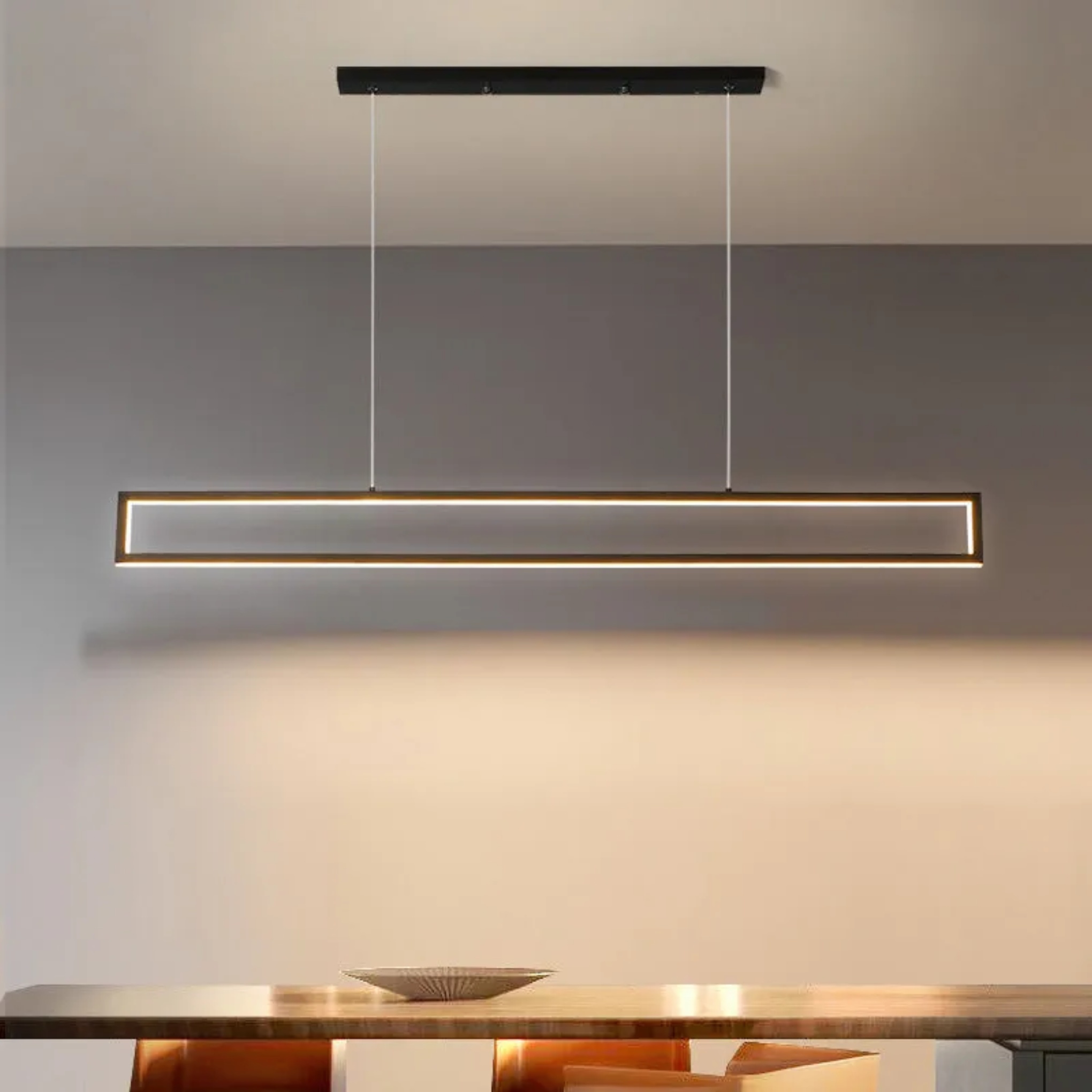 Lighom minimalist long frame acrylic chandeliers — 39.37" W x 47.24" L / Cool White (6000K) / 110V-120V (US/CA