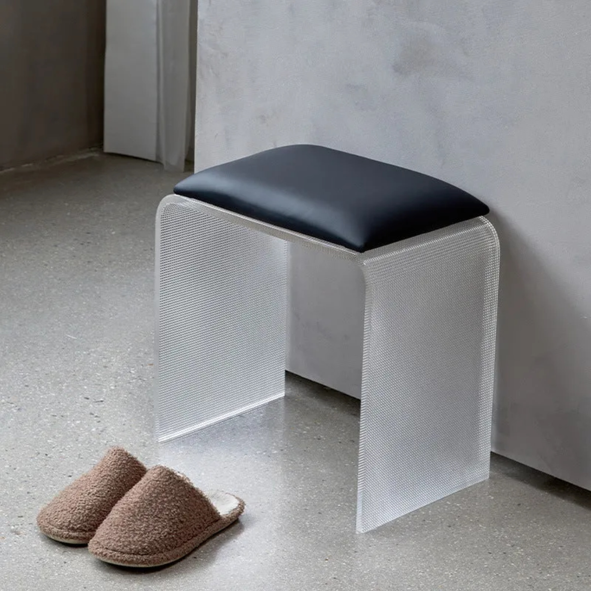 Microfiber leather footstools for entryway — Without Cushion / Clear