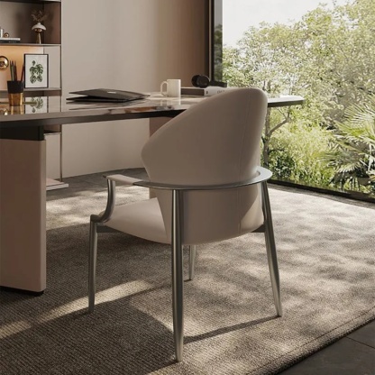 Lighom minimalist microfiber square leather dining chairs & benches — Beige
