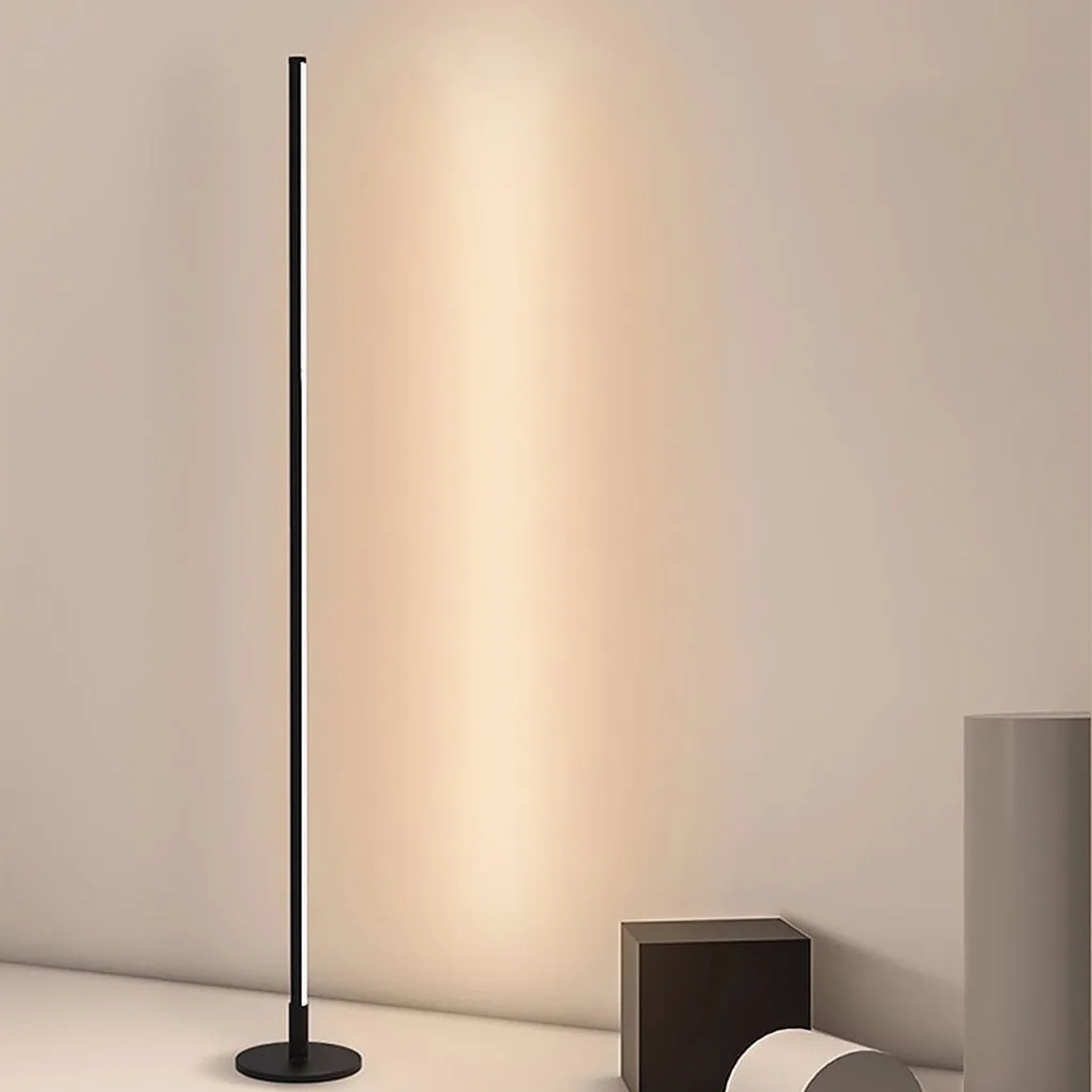 Black synthetic strip floor lamps - modern — Cool White (6000K) / White