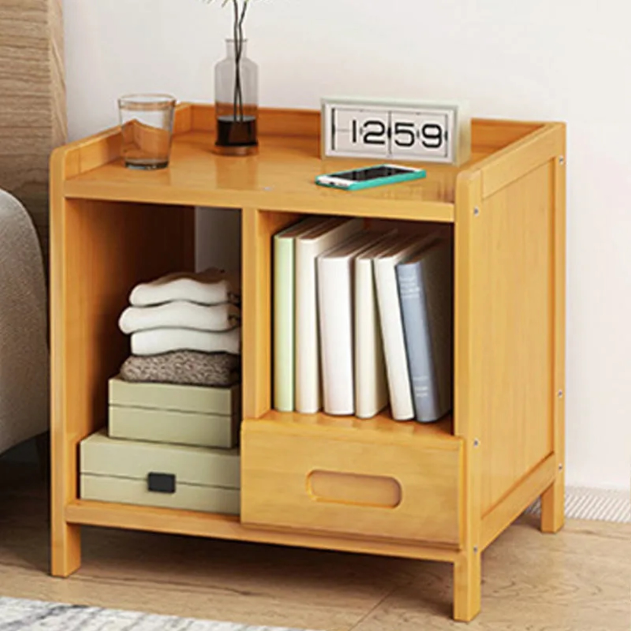 Minimalist nan natural nightstands — Variant A / Natural Wood