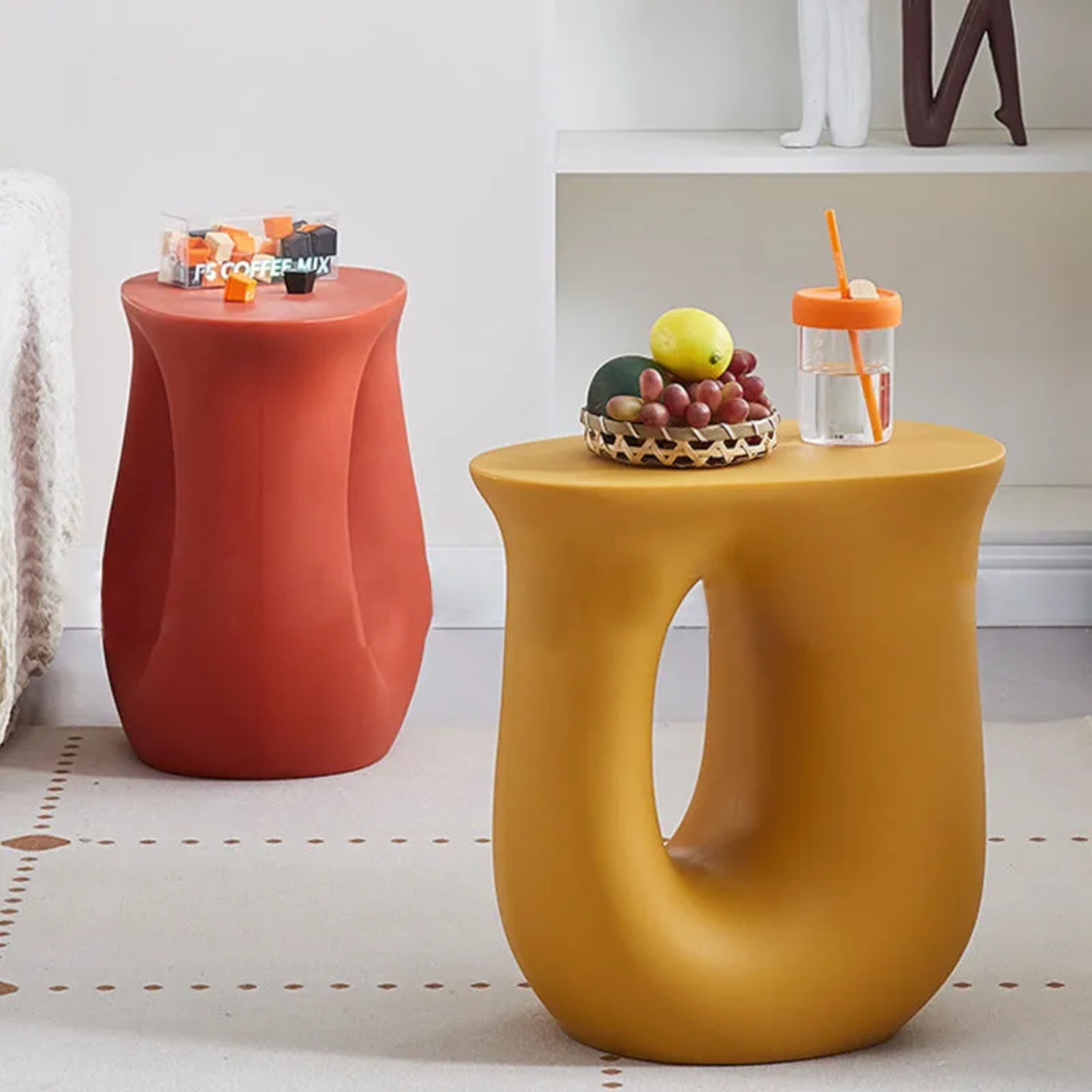Lighom o-shape acrylic coffee tables for entryway — Pink