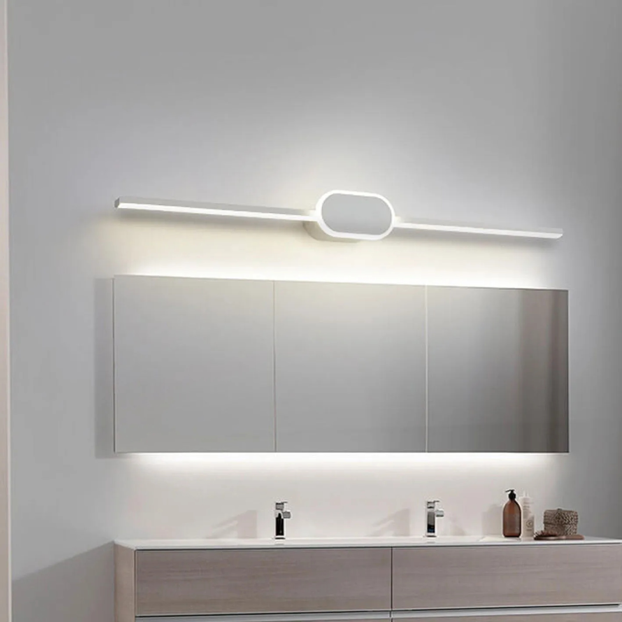 Black acrylic oval vanity wall sconces - minimalist — Small (12"H / Warm White (3000K) / White