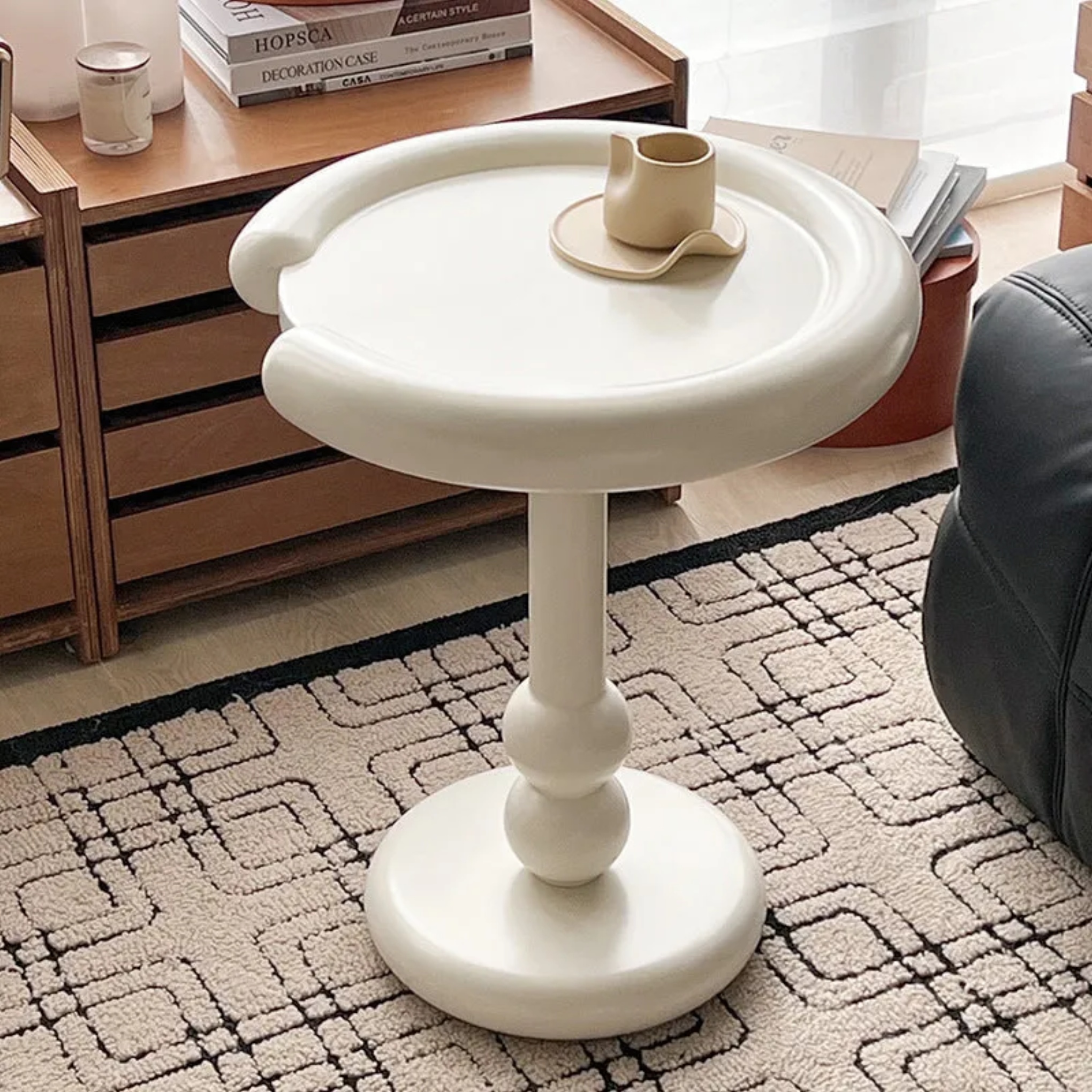 Lighom oval beech wood end & side tables for living room — Design A