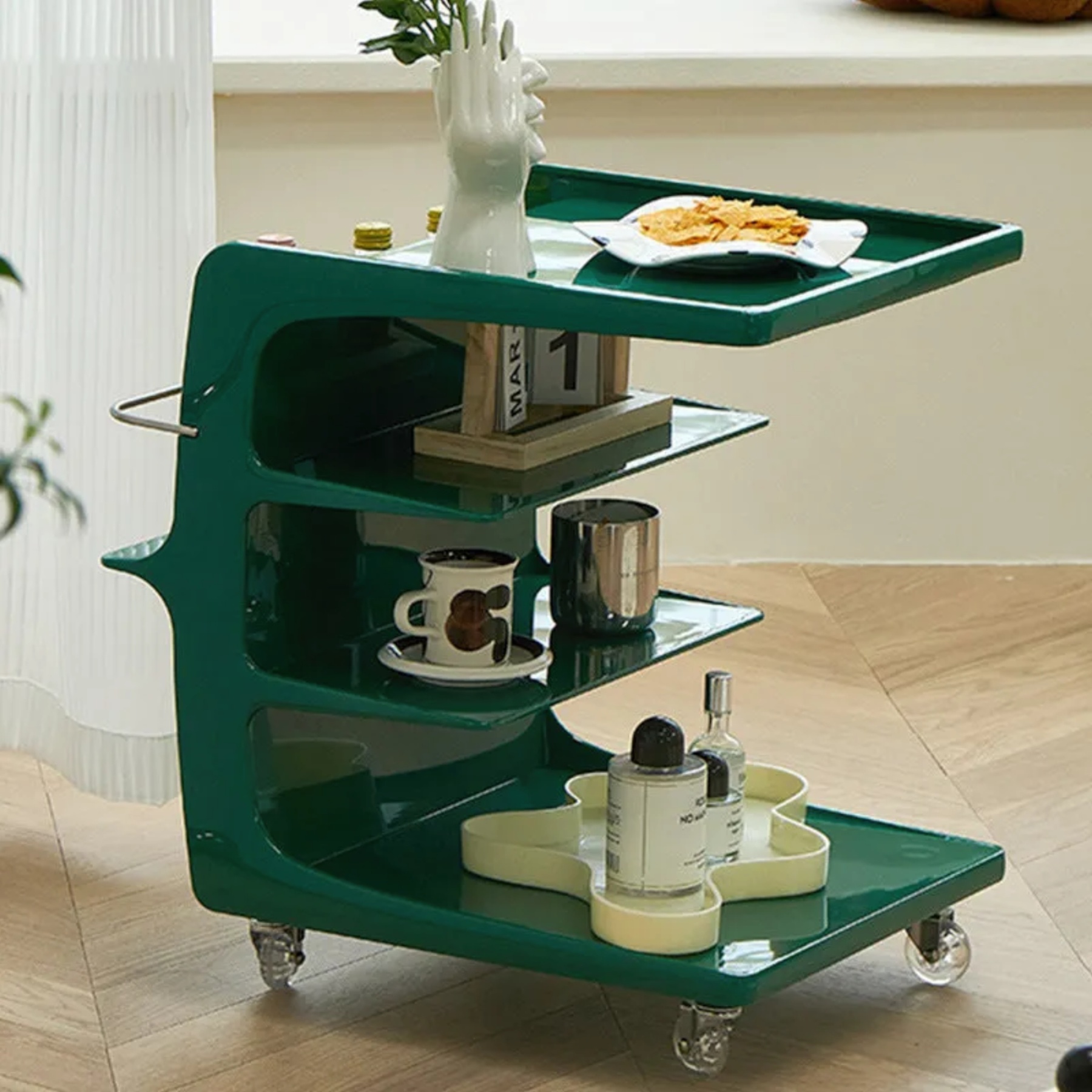 Nordic c-shape end gray end & side tables — Medieval Green
