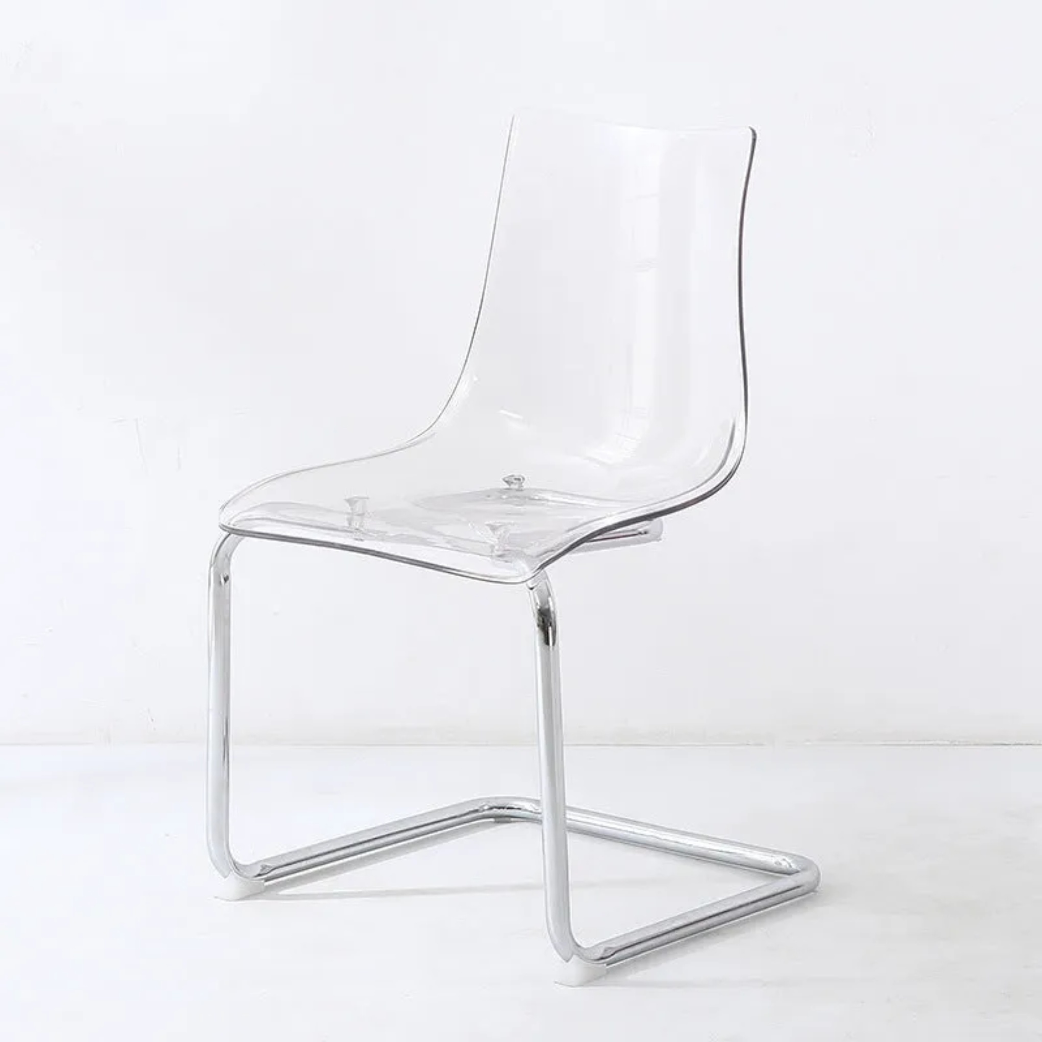 Minimalist curved wood metal dining chairs & benches, Lighom — Clear